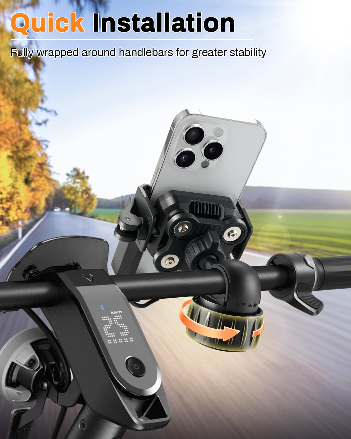 Justtop Motorcycle Phone Mount Holder,Bike Phone Mount Holder[Unobstructed Camera],For Iphone And More 4.7''-7'' Smartphones,Mot