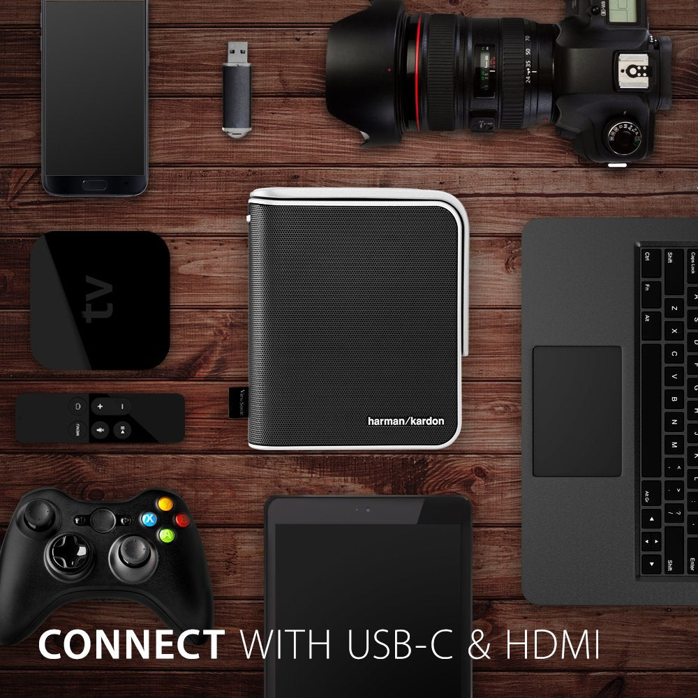 Viewsonic M1 Portable Led Projector With Auto Keystone, Dual Harman Kardon Speakers, Hdmi, Usb C, Stream Netflix With Dongle