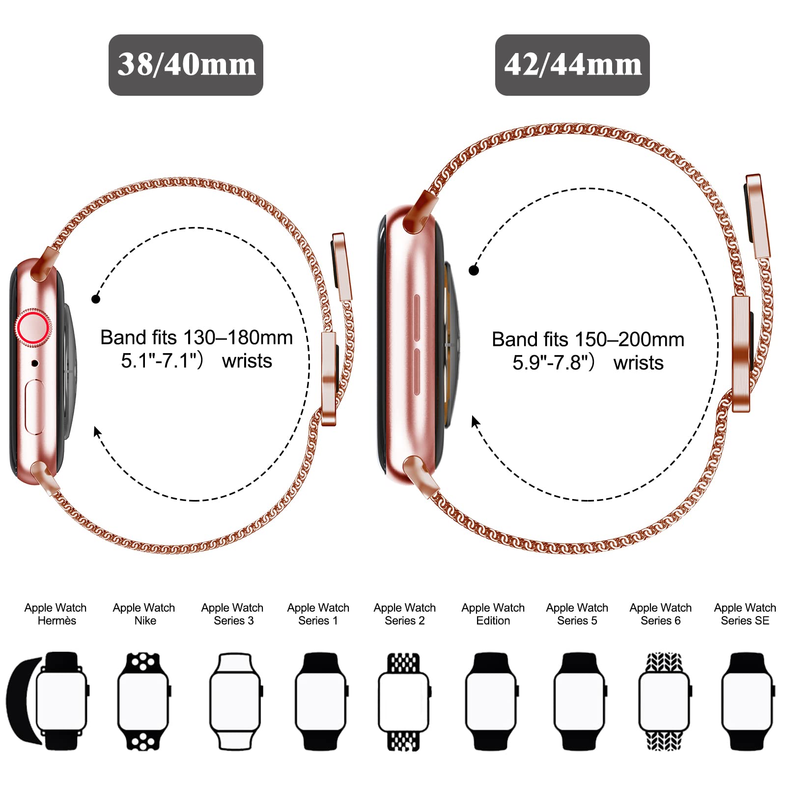 Geoumy Metal Magnetic Bands Compatible For Apple Watch 38Mm With Case, Stainless Steel Milanese Mesh Loop Replacement Strap Comp