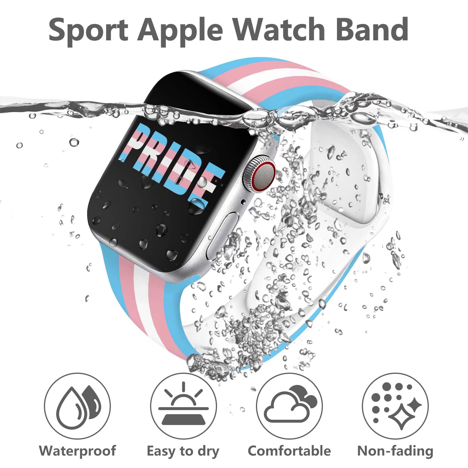 Trans Lgbtq Ts Pride Watch Band Compatible With Apple Watch 38Mm 40Mm 41Mm Women Men Replaceable Silicone Smartwatch Straps For