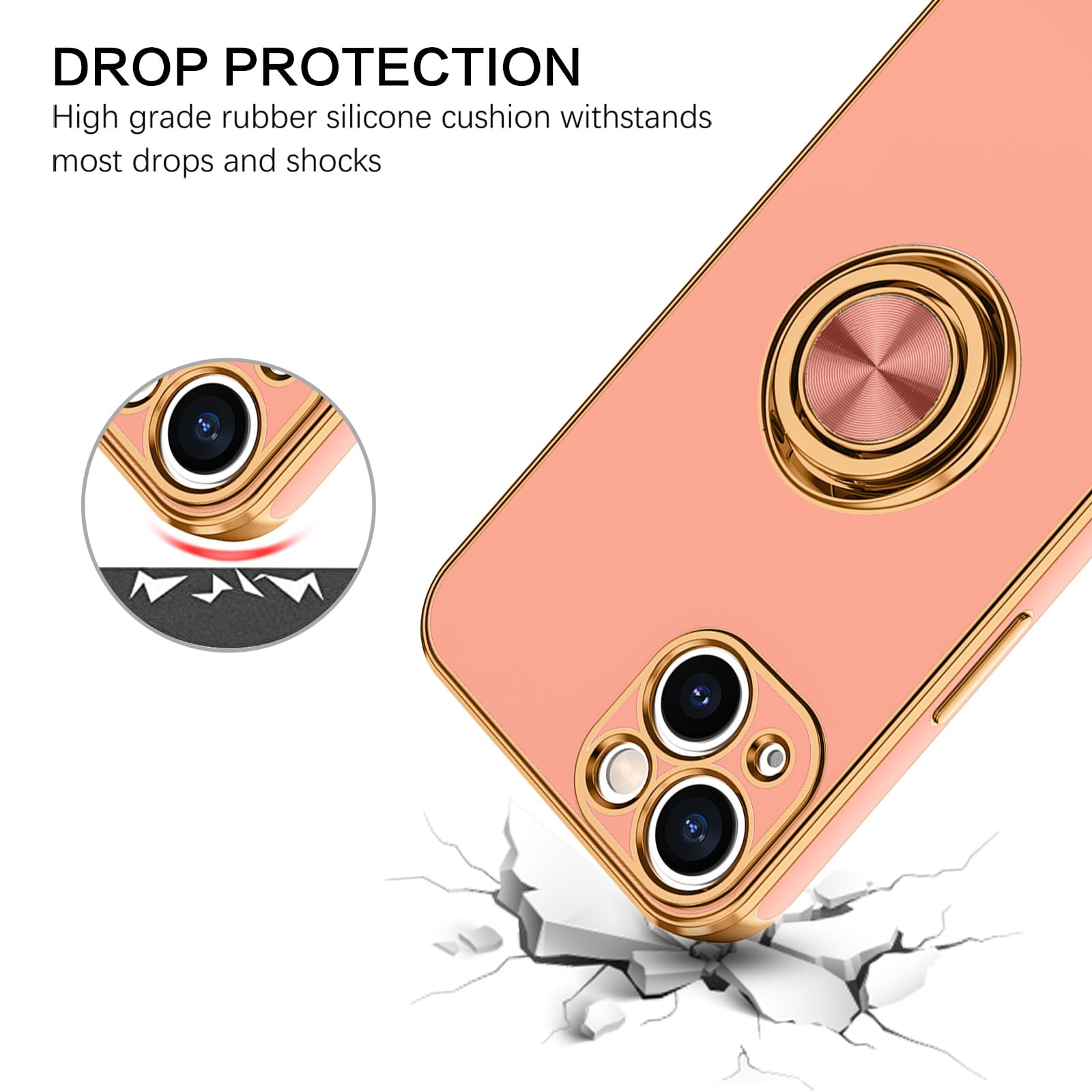 Bentoben For Iphone 13 Case, Phone Case Iphone 13, Slim Fit 360 Ring Holder Shockproof Kickstand Magnetic Car Mount Supported Pr