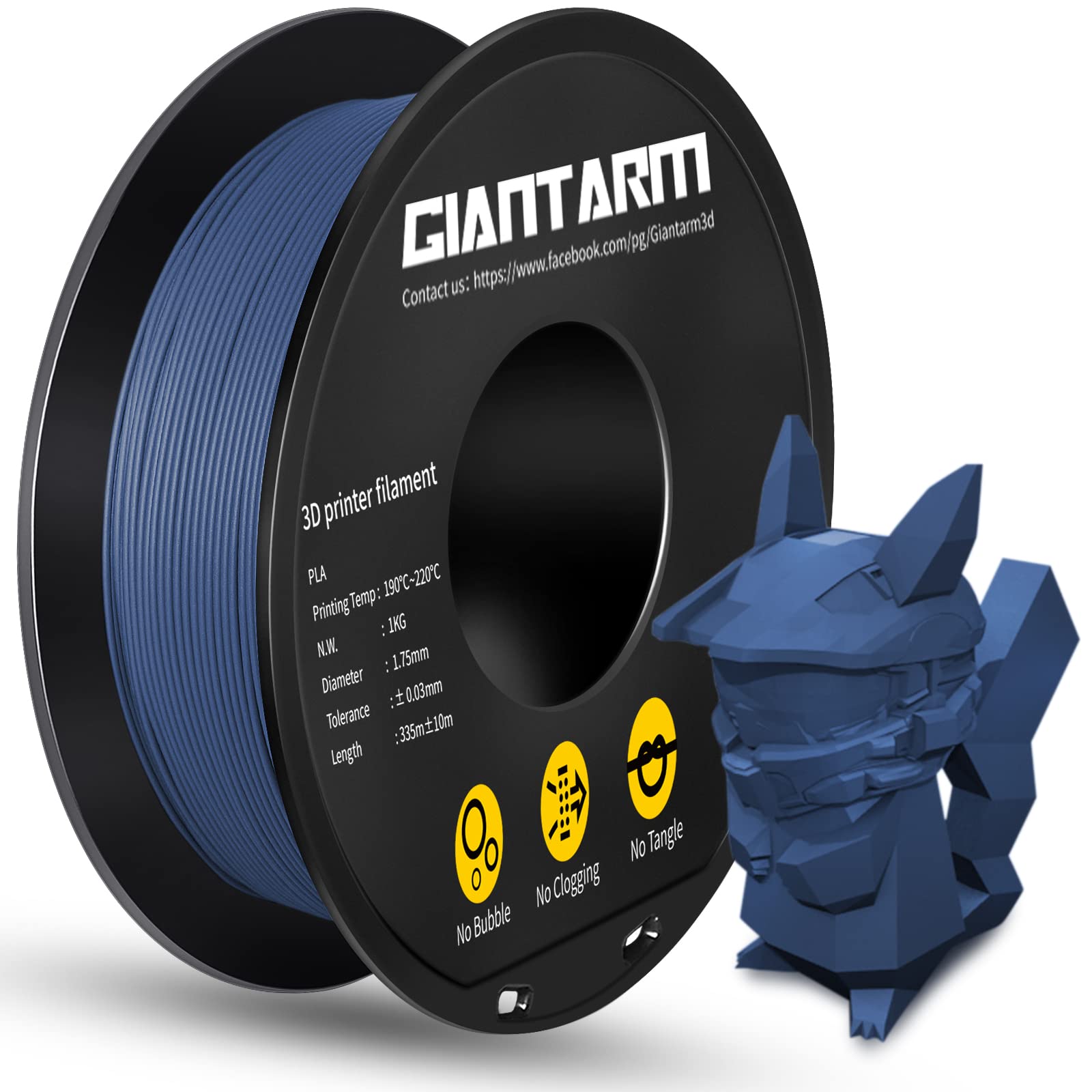 Giantarm Matte Pla, 1.75Mm Pla Filament, 1Kg Spool(2.2Lb), Vacuum Packaging, 3D Printer Filament For Bambu Lab (Matte Blue)