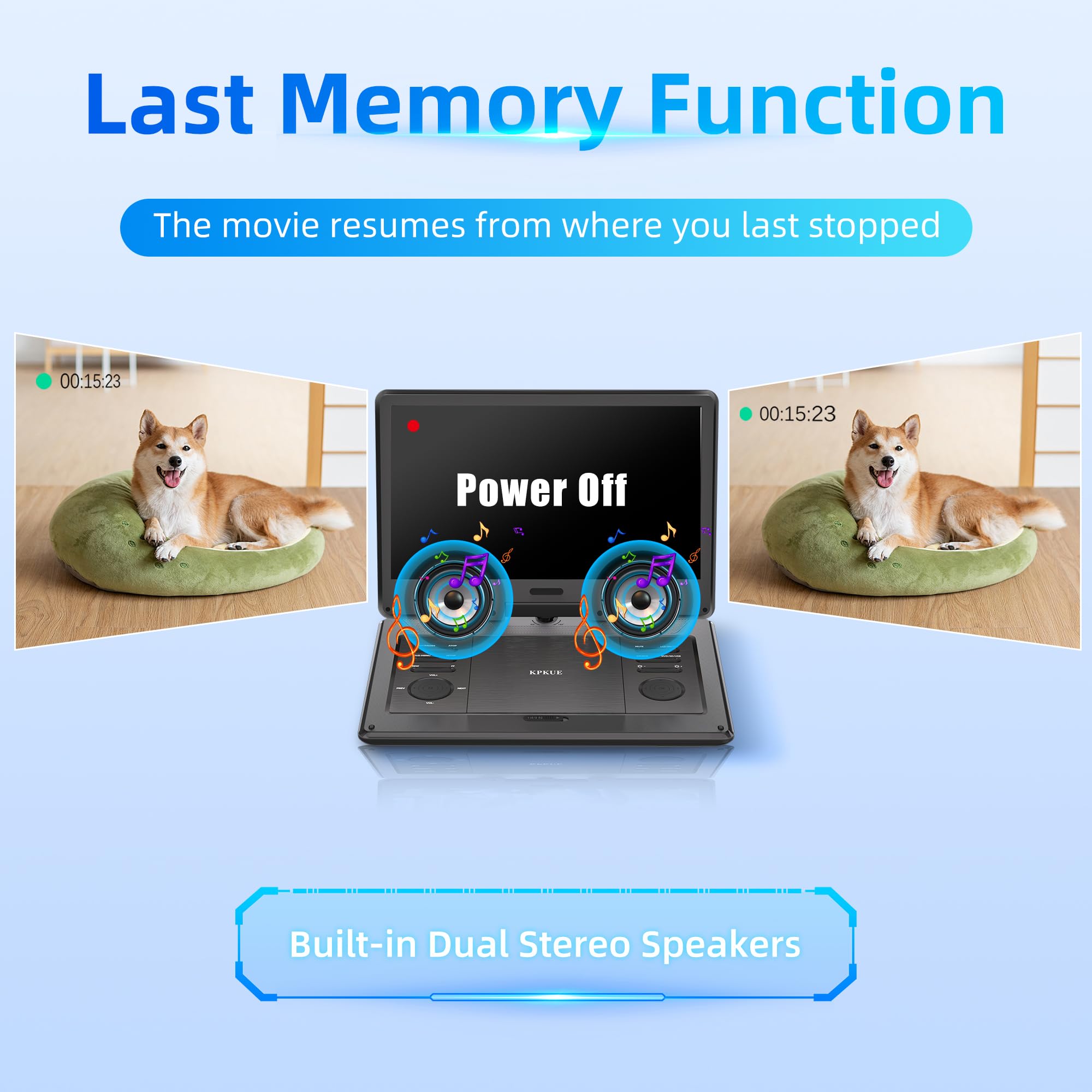 Kpkue 15.6'' Fhd Portable Dvd Player With 13.3'' Swivel Screen, 1920 * 1080P Car Player For Kids, 4 Hours Rechargeable Battery S