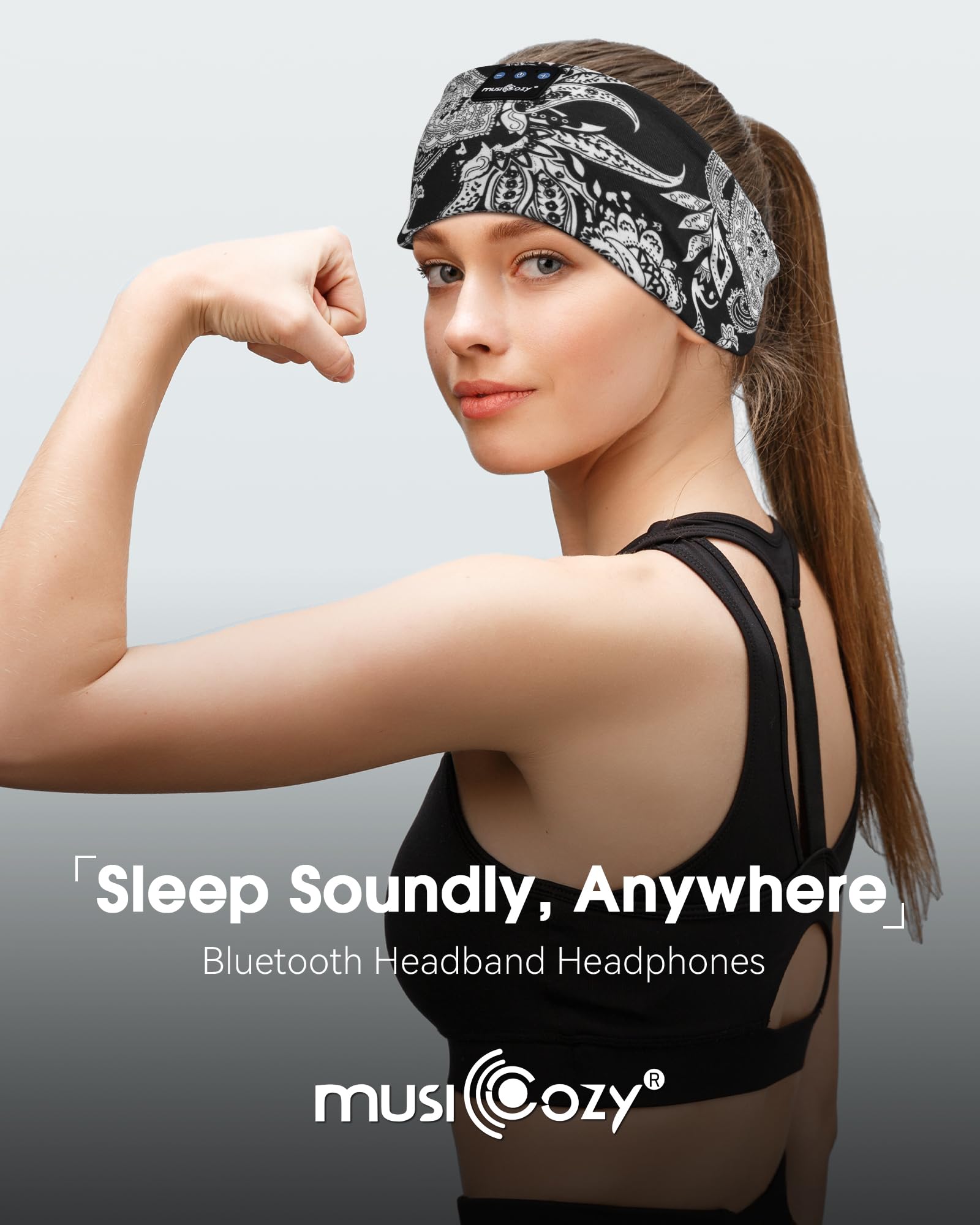 Musicozy Sleep Headphones Bluetooth Headband 5.4 Wireless Headband Headphones For Sleeping For Side Sleeper With Ultra Thin Hd S