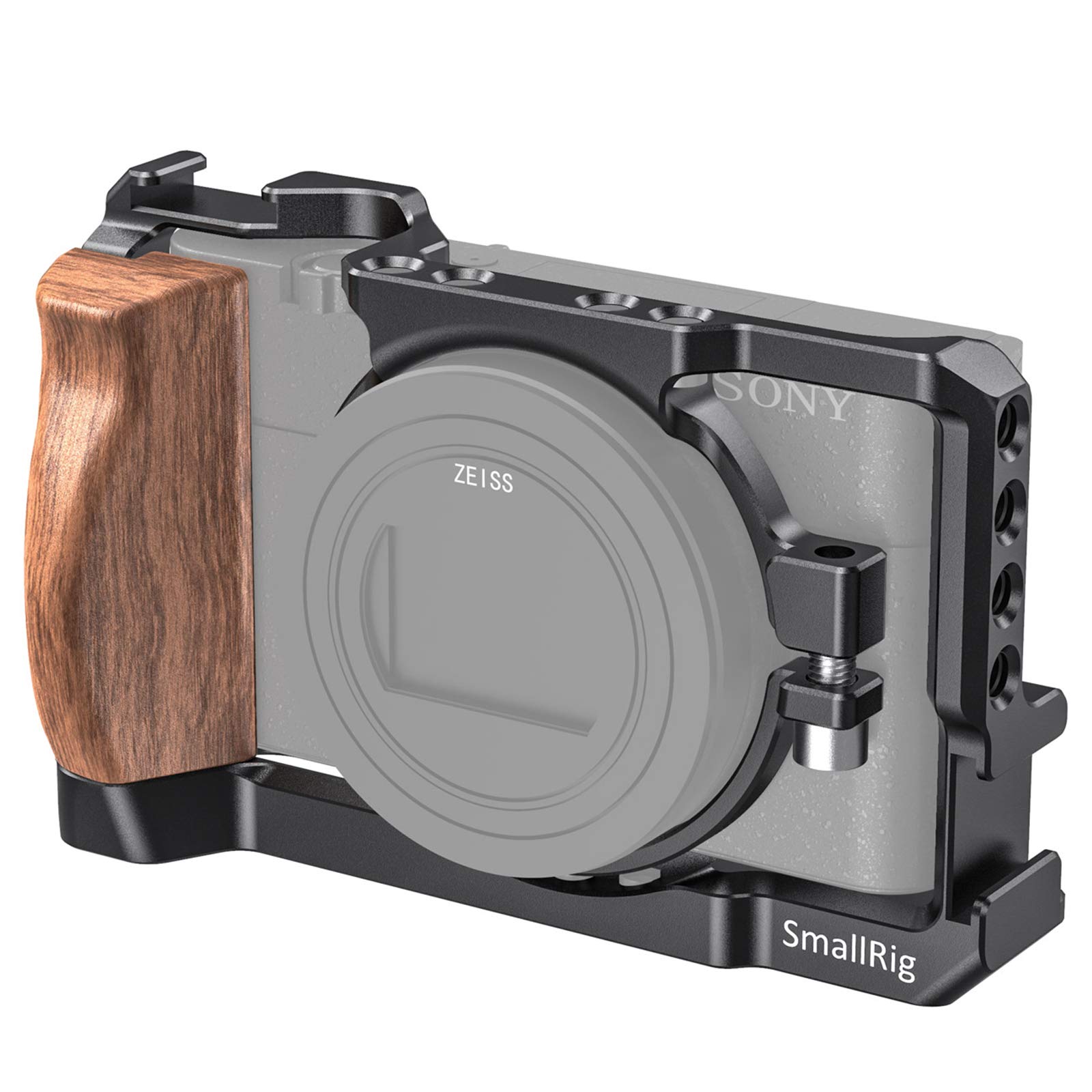 SMALLRIG Vlog Camera Cage for Sony RX100 VI and RX100 VII Camera (Fits DSC-RX100 M6 and DSC-RX100 M7 Camera) with Wooden Handle 