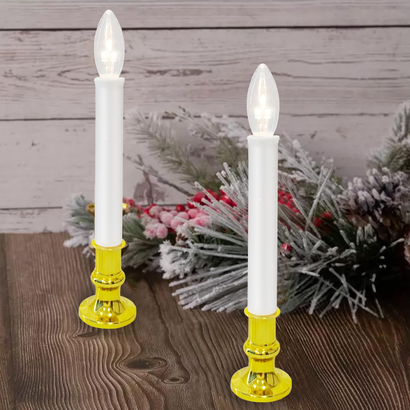 Sunsgne Battery Operated Window Candles, 4 Pack Christmas Window Candles Battery Operated With Auto Timer, Flameless Candles Bat