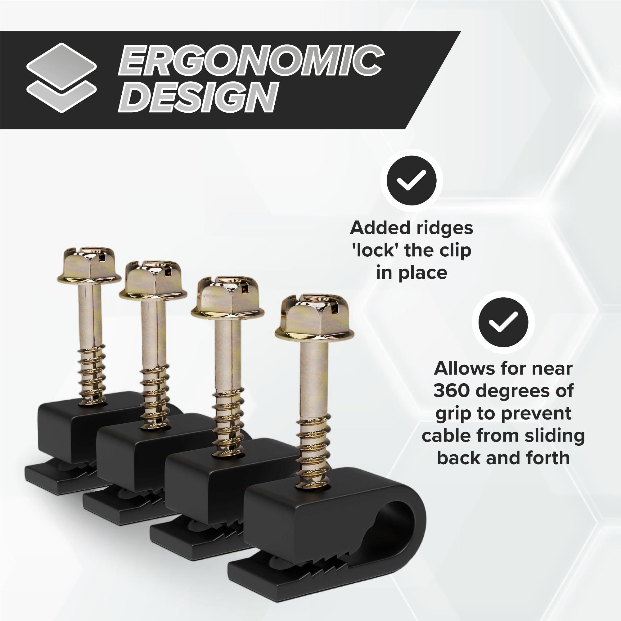 The Cimple Co Wire Clips, Single Cable Wall Clip, Coaxial, Cat6, Electrical Wire, Ethernet, 1/4 In (6 Mm) Screw Fastener, 50 Pac