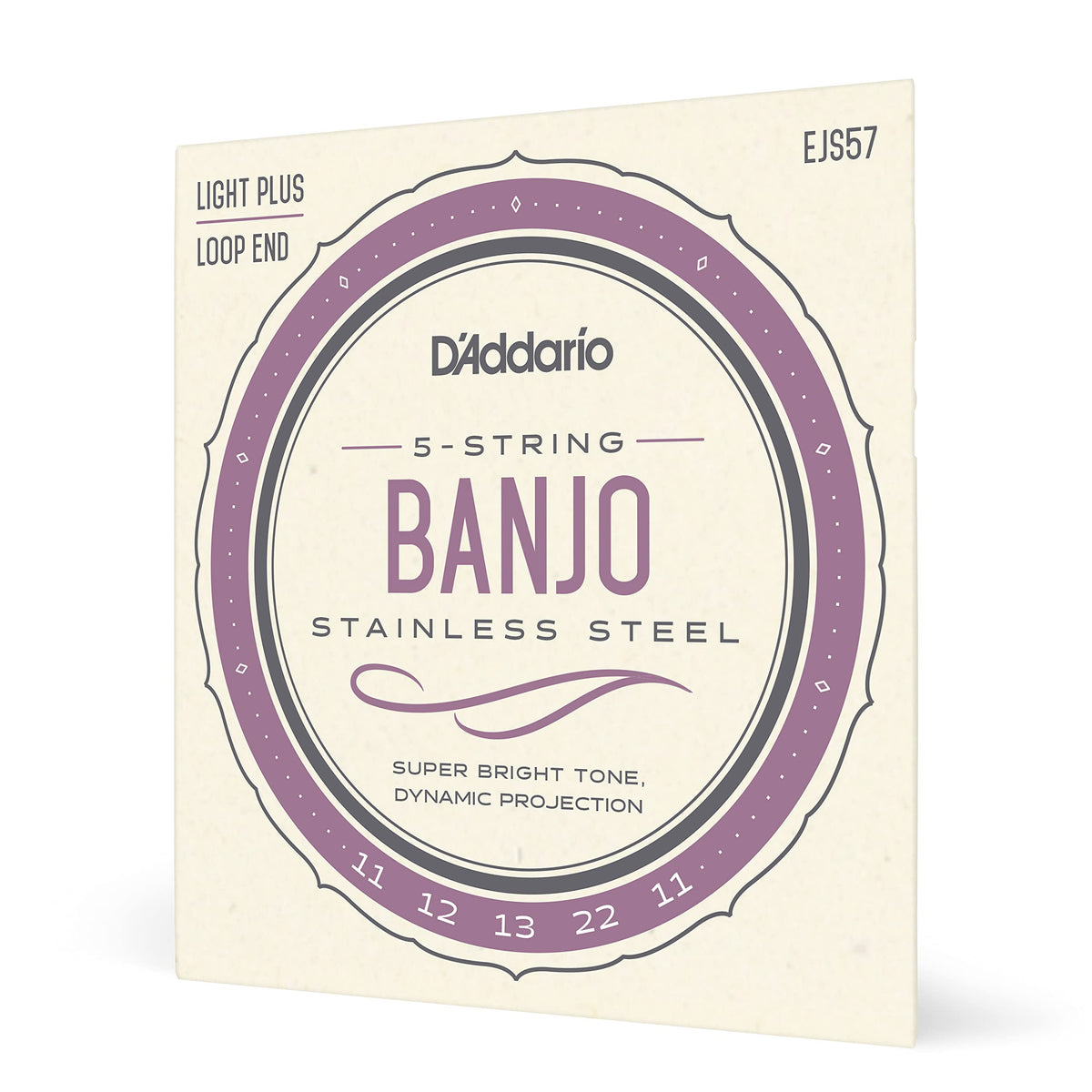 D'Addario Ejs57 Stainless Steel 5-String Banjo Strings, Custom Medium, 11-22