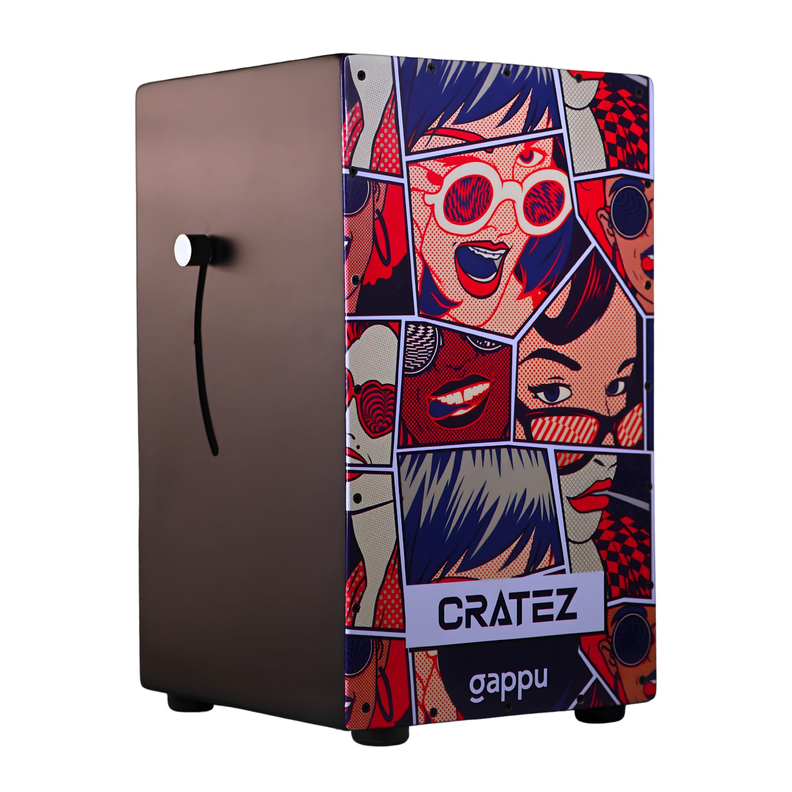 Gappu Cratez Cajon Funky Graphic Design | Enhanced Extra Bass & Adjustable Snare with Music Graded Plywood Front Plate  Maple T