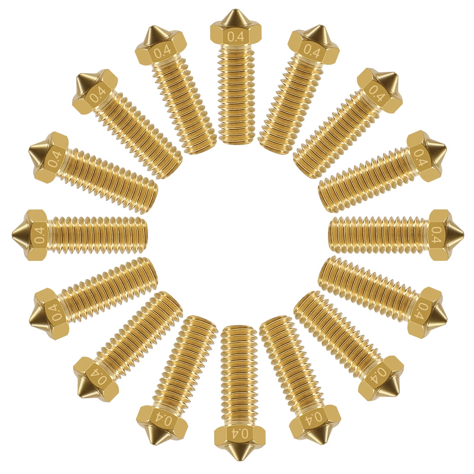 16Pcs 3D Brass Volcano Nozzle M6 Thread Nozzles 0.2Mm,0.3Mm,0.4Mm,0.5Mm,0.6Mm,0.8Mm,1.0Mm M6 Printed Head For 1.75Mm Filament 3D