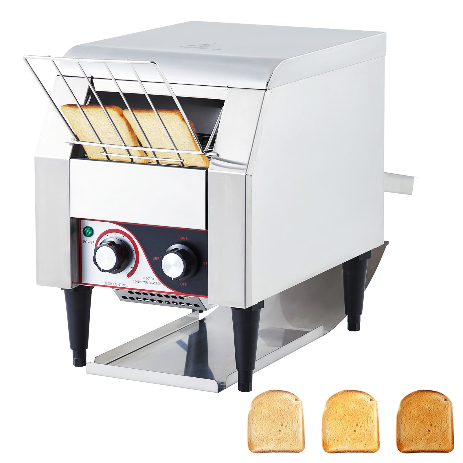 MERXENG Commercial Toaster Conveyor 450 Slices/H Heavy Duty Industrial Conveyor Toaster Stainless Steel Electric Oven with Dual