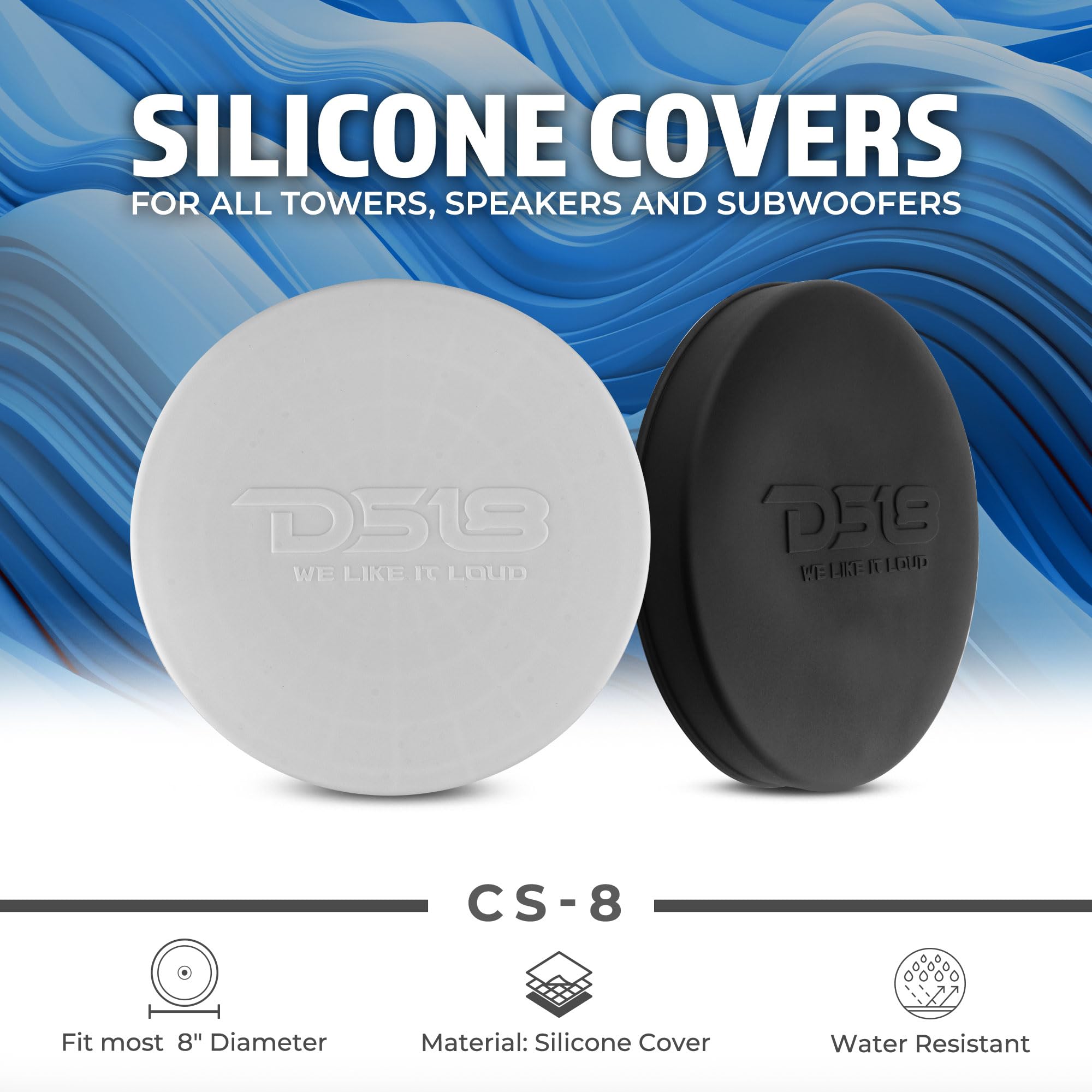 Ds18 Hydro Cs 8/Wh 8'' Silicone Marine Speaker Cover   Water, Dust And Uv Rays Protection   Compatible With Tower Speakers   Gre