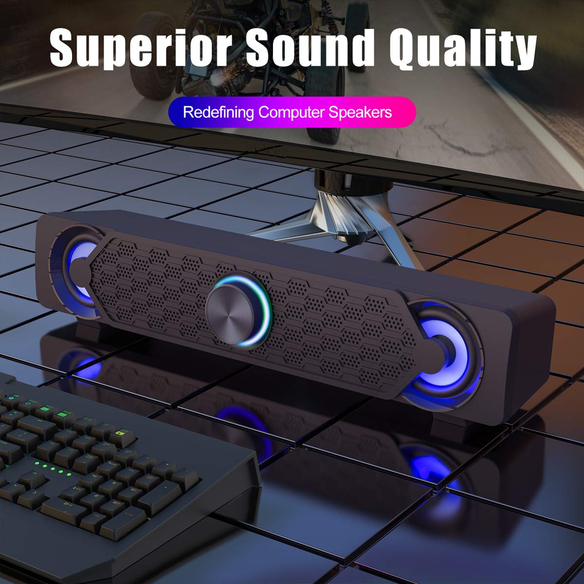 Smalody Small Computer Speakers For Desktop Gaming Monitor, Pc Speakers For Desktop Monitor, Computer Speaker Wired Usb Powered,
