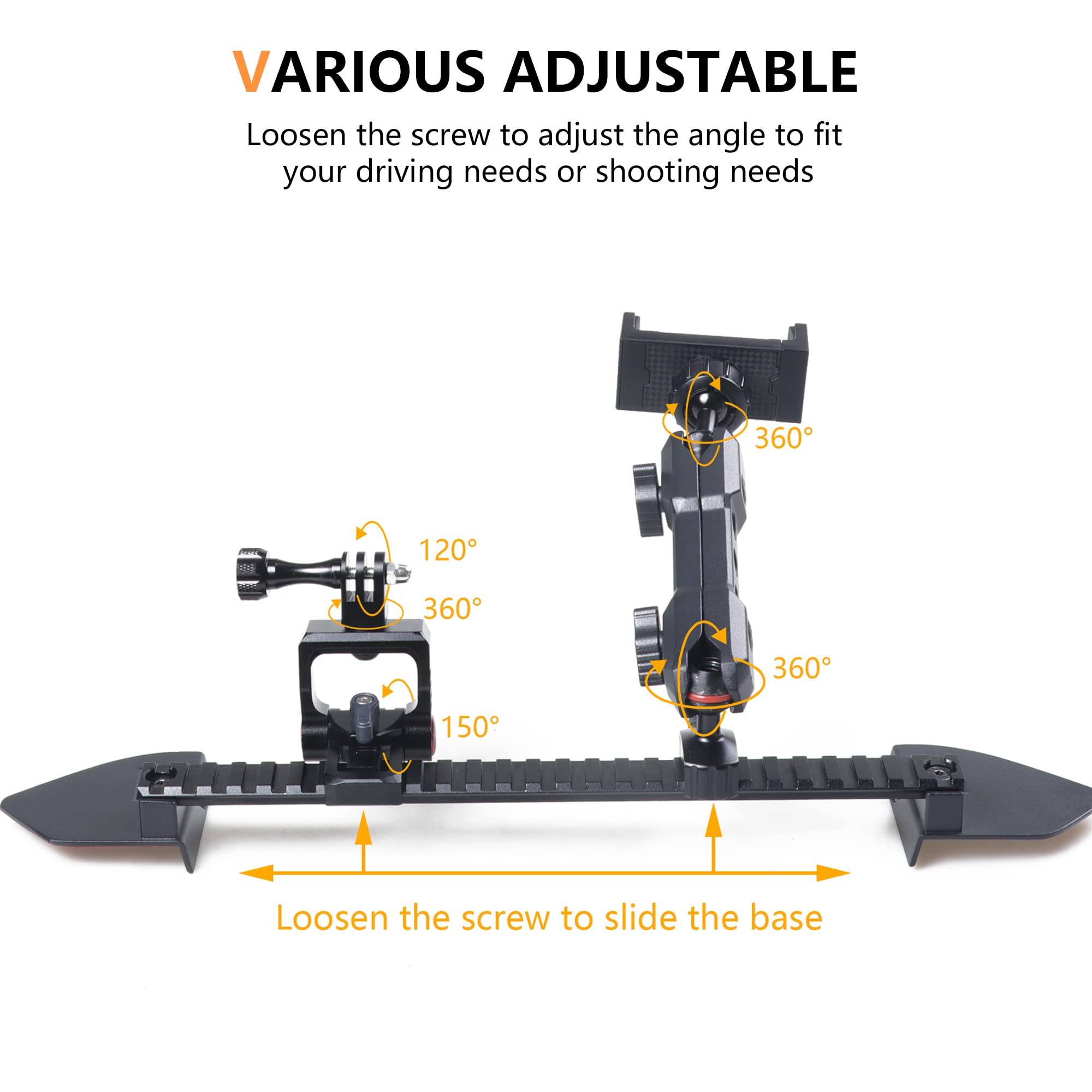 Rerpro Jl Dash Mount Phone Holder Action Camera Stand For 2018 2023 Jeep Wrangler Jl 2020 2023 Gladiator Jt Slide Rail Mounts Br