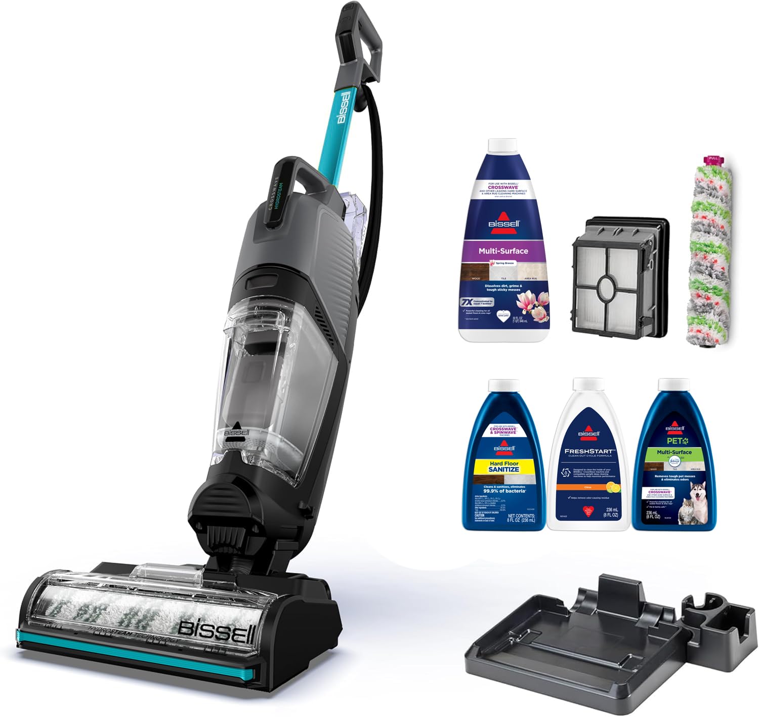Bissell CrossWave HydroSteam Deluxe Wet Dry Vac, Multi-Purpose Vacuum, Wash, and Steam, Formula Included, Blue, 3515Q
