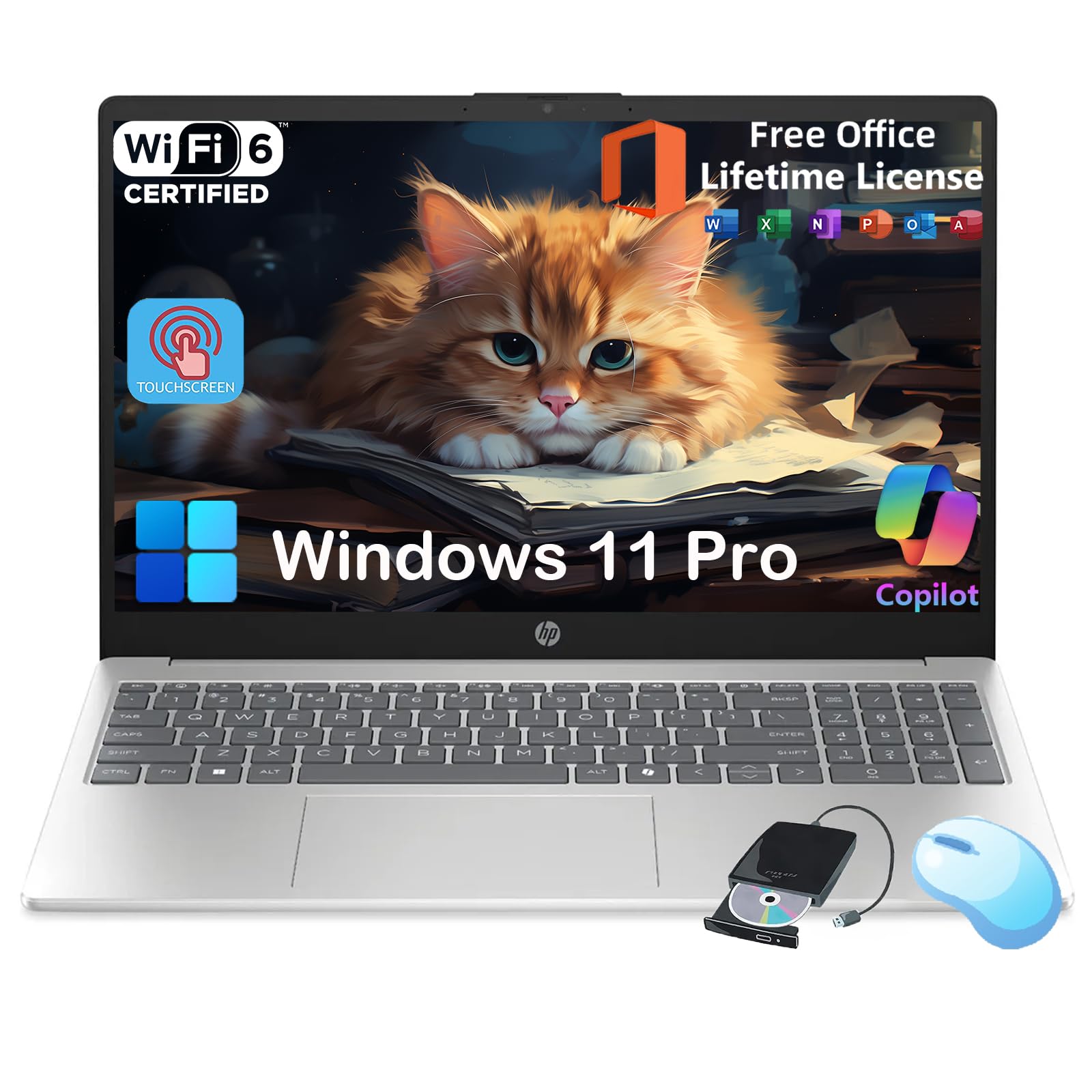HP Flagship 15.6 Touchscreen Laptop Computer - w/MS Office Lifetime  Intel 13th Gen Core i3 (Up to 4.5GHz)  HD Touch Display  fo