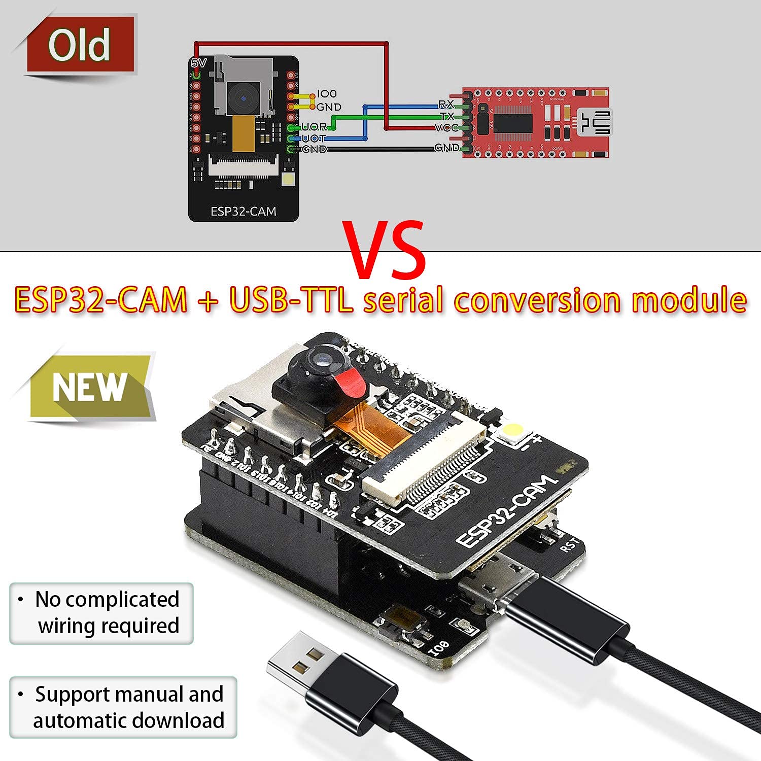 2Pcs Esp32 Cam Mb, Aideepen Esp32 Cam W Bt Board Esp32 Cam Mb Micro Usb To Serial Port Ch 340G With Ov2640 2Mp Camera Module Dua
