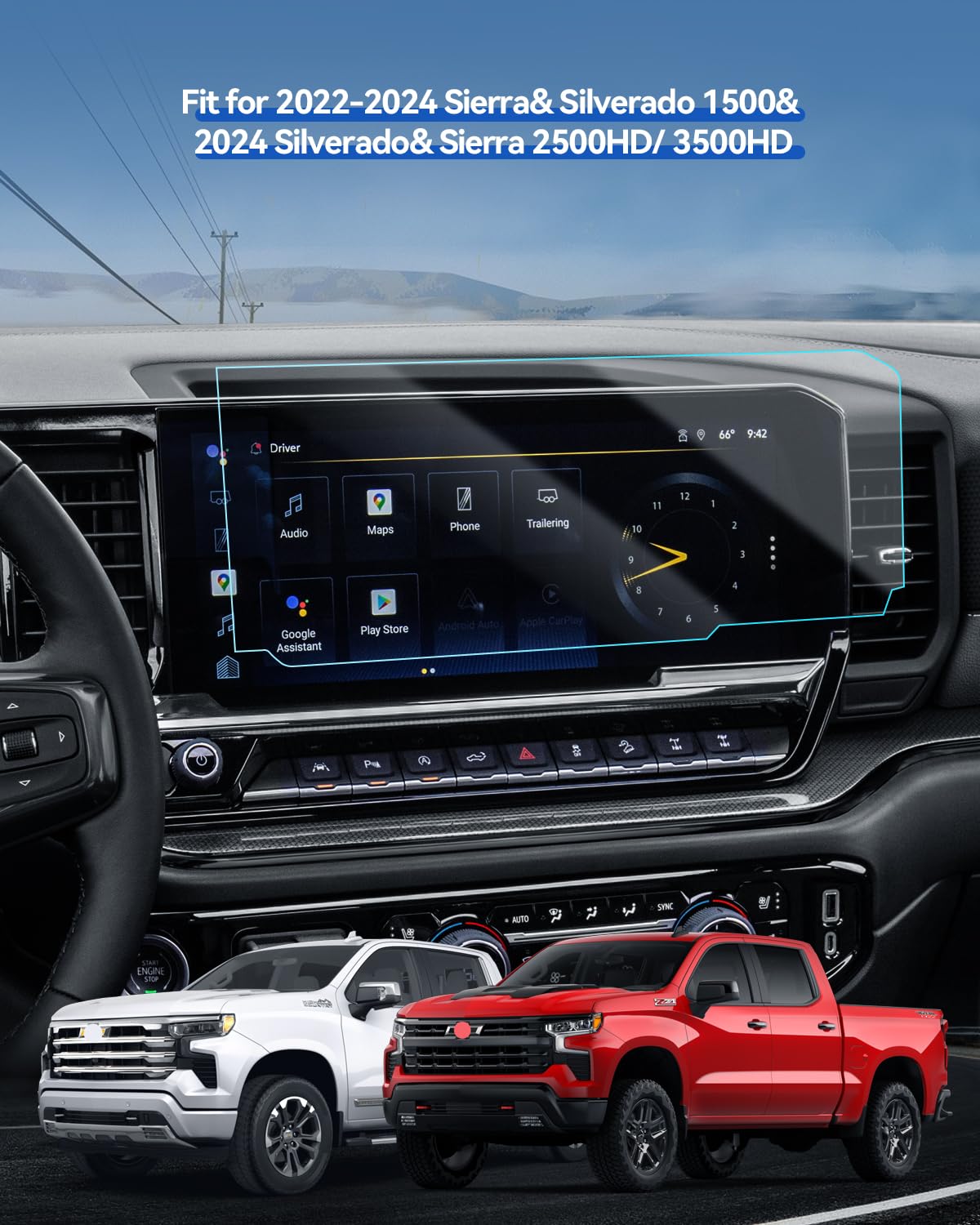 Lantu Matte Screen Protector For Silverado/Sierra Accessories Tempered Glass Anti Glare Film Fits 2022 2024 Chevy Silverado/Gmc