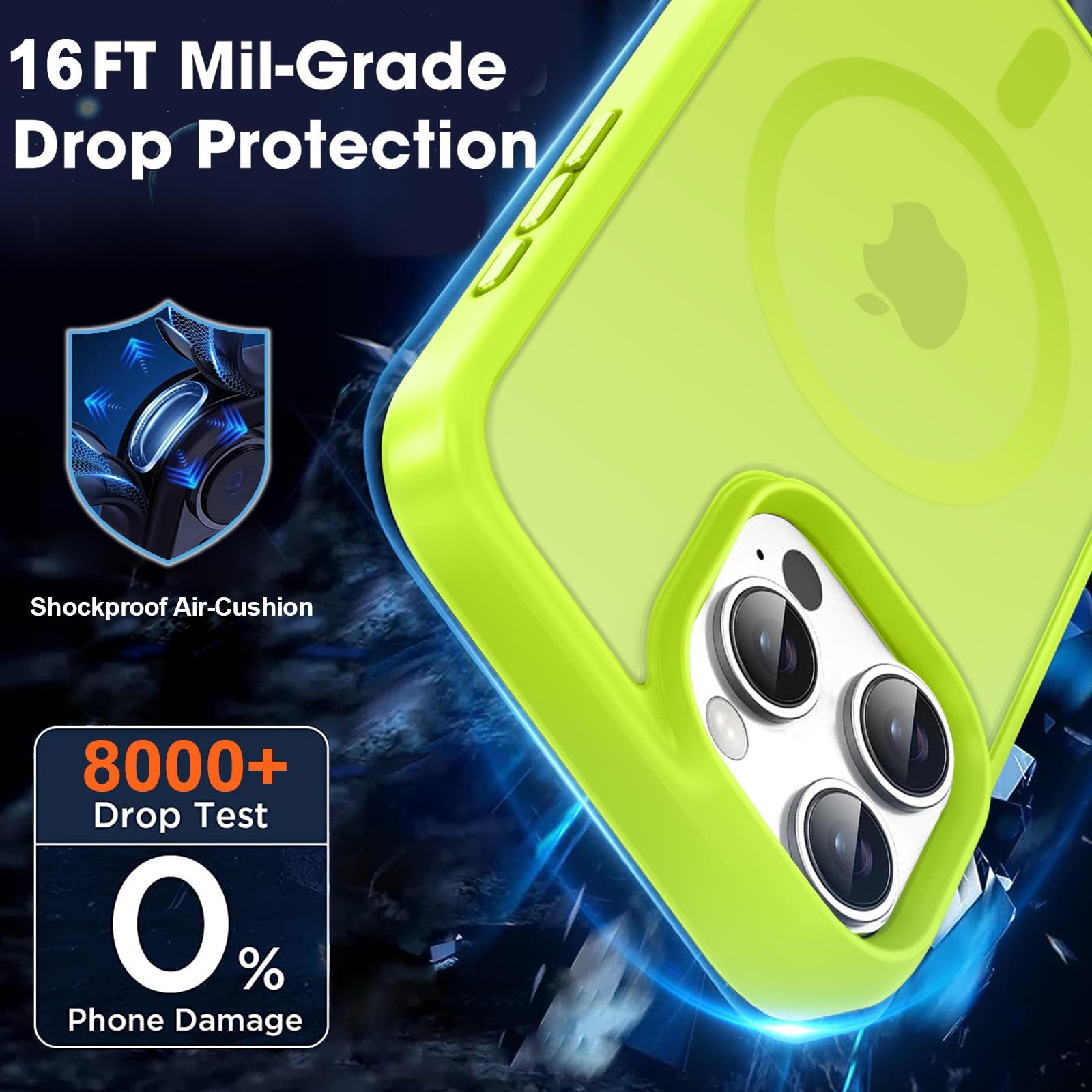 Mocca Strong Magnetic For Iphone 16 Pro Max Phone Case, [Compatible With Magsafe][16Ft Mil Grade Drop Protection] Translucent Ma