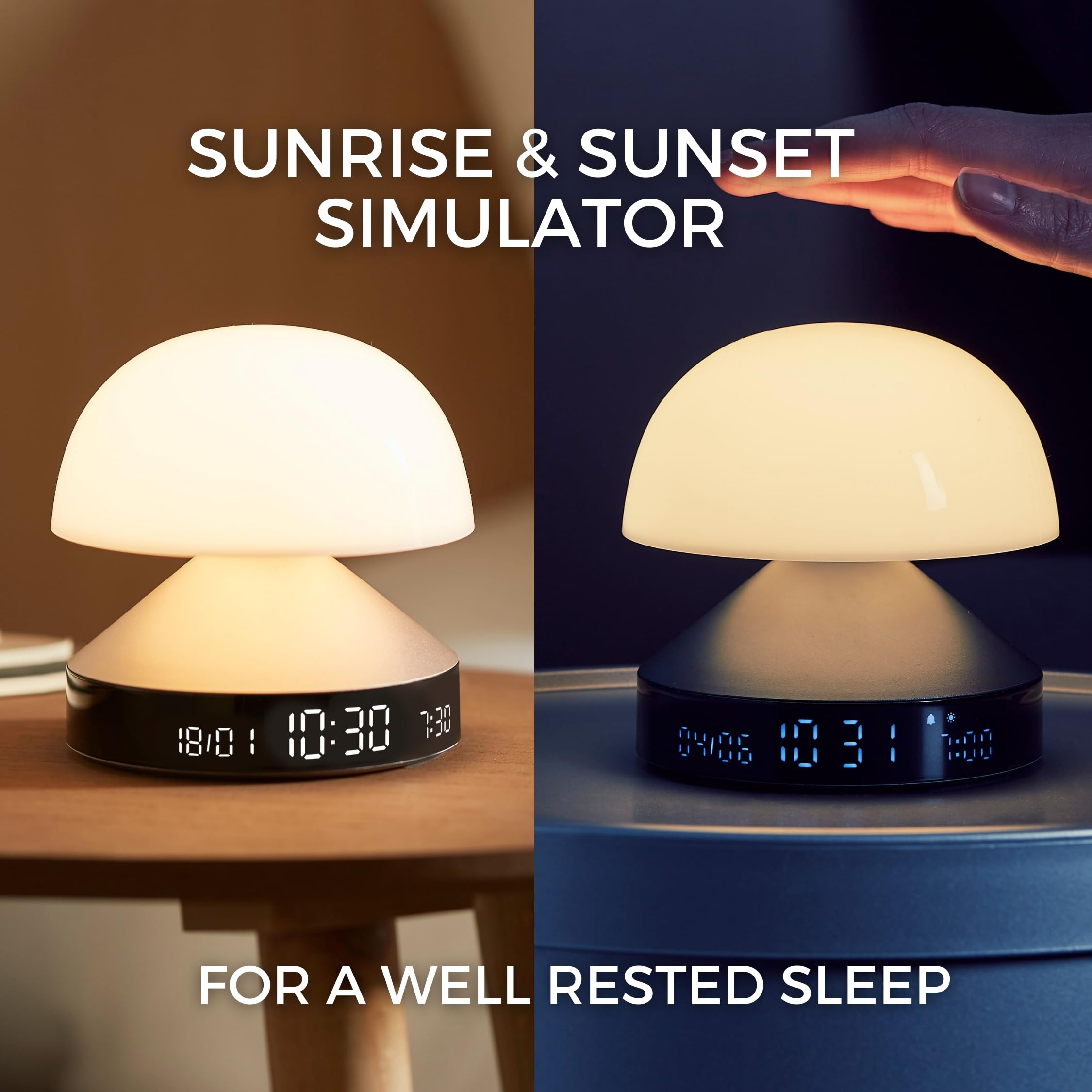Lexon Mina Sunrise Alarm Clock, Wake Up Light & Sunset Lamp For Sleep Routine   Bronze