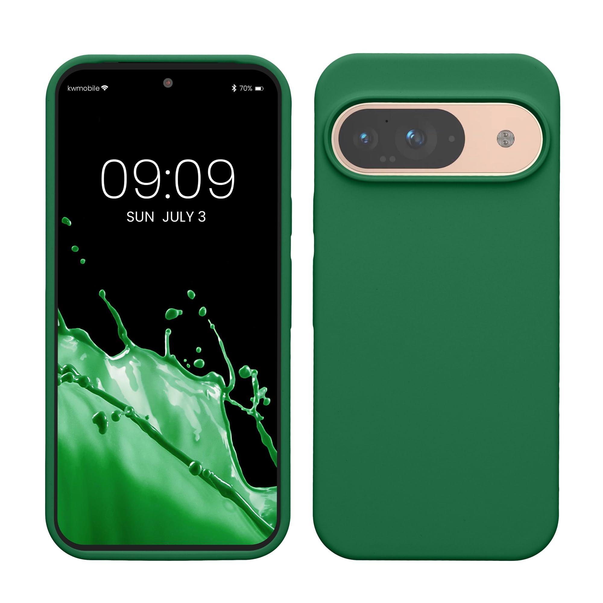 kwmobile Case Compatible with Google Pixel 9 / Pixel 9 Pro Case - TPU Silicone Phone Cover with Soft Finish - Pixie Green