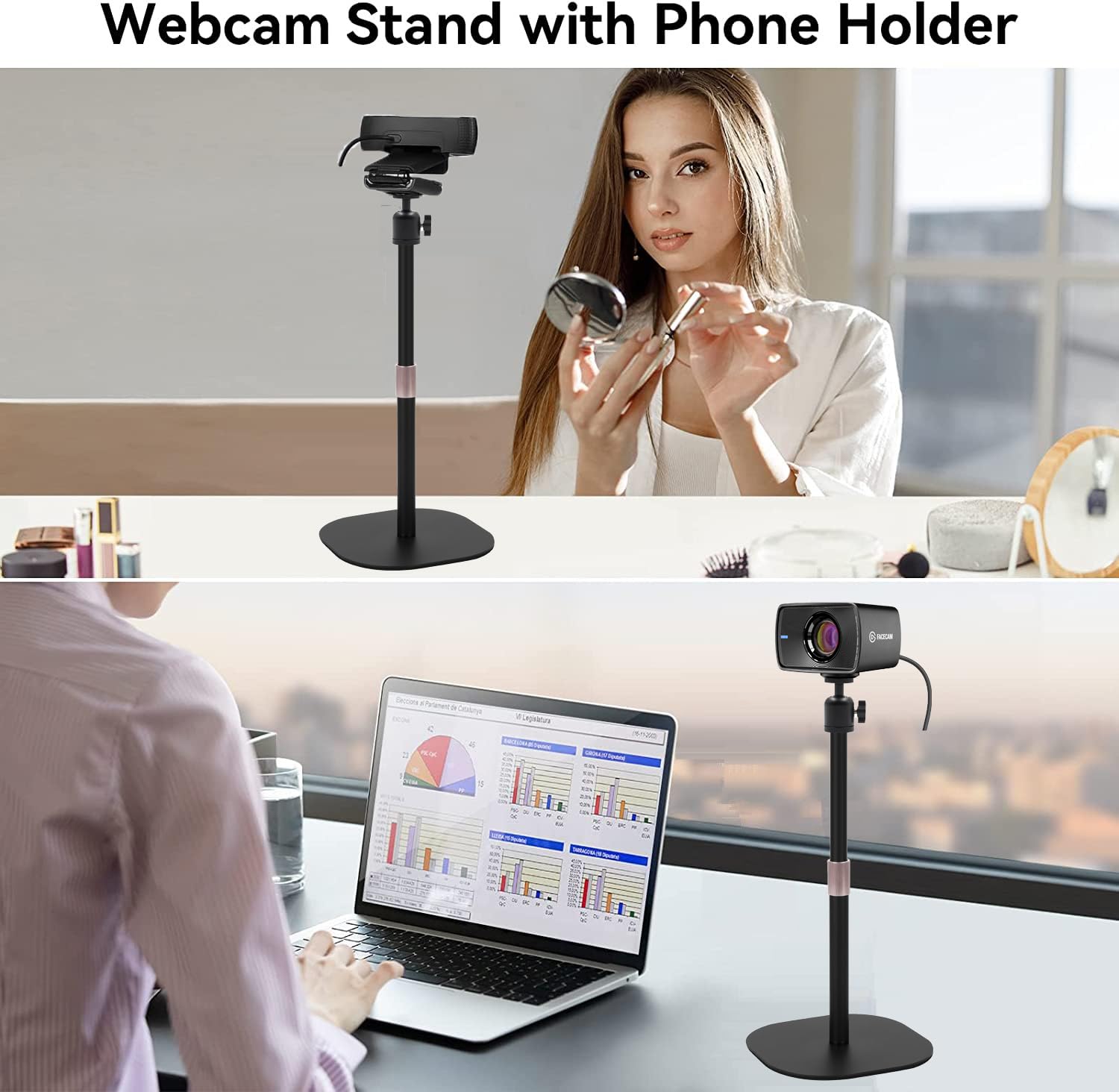 Heavy-Duty Facecam Webcam Stand, Tabletop Webcam Tripod Holder Compatible With Elgato Facecam,Facecam Pro,Facecam Mk.2 Webcams A
