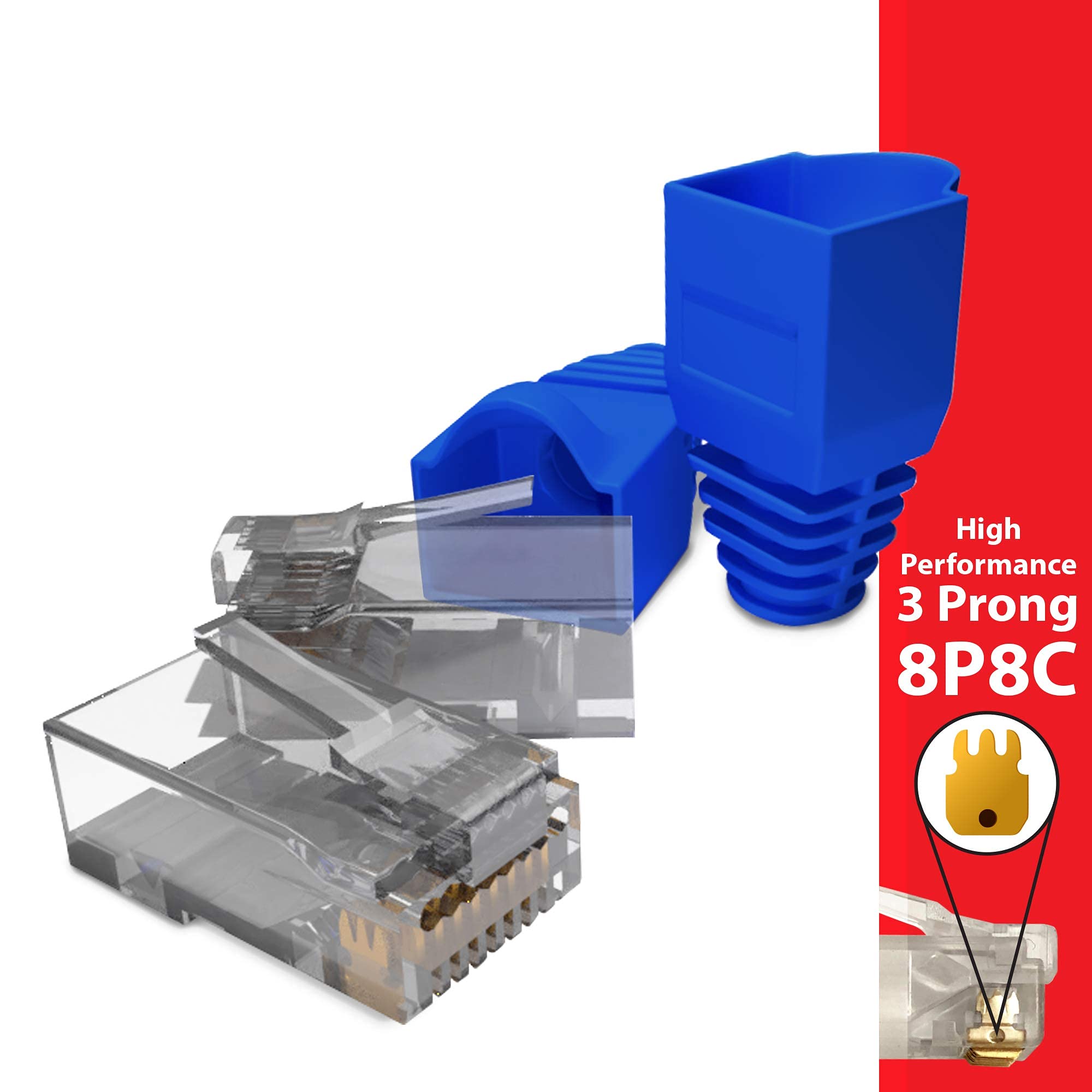 Tbebe 100 Sets Of Rj45 Cat6 Pass Through Connectors For 24 Awg Cables   100 Pieces Cat6 Connectors Ends And 100 Pcs Rj45 Connect