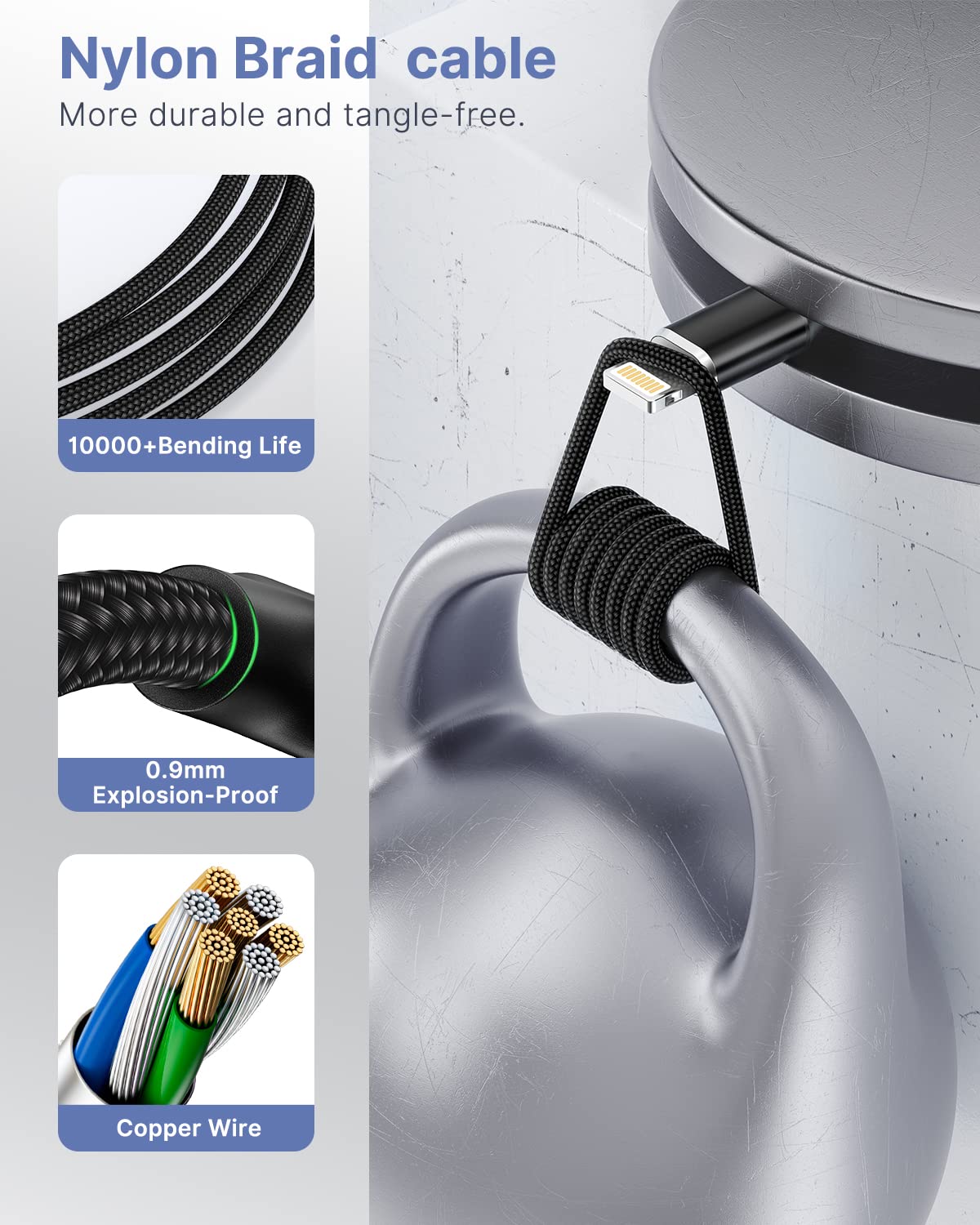 Aioneus Short Lightning Cable 1Ft 2Pack, [Apple Certified] 1 Foot Iphone Cable Fast Charging Nylon Braided 12 Inch Charger Cord Compatible With Iphone 14 13 12 11 Pro Xs Max Xr 8 7Plus Se