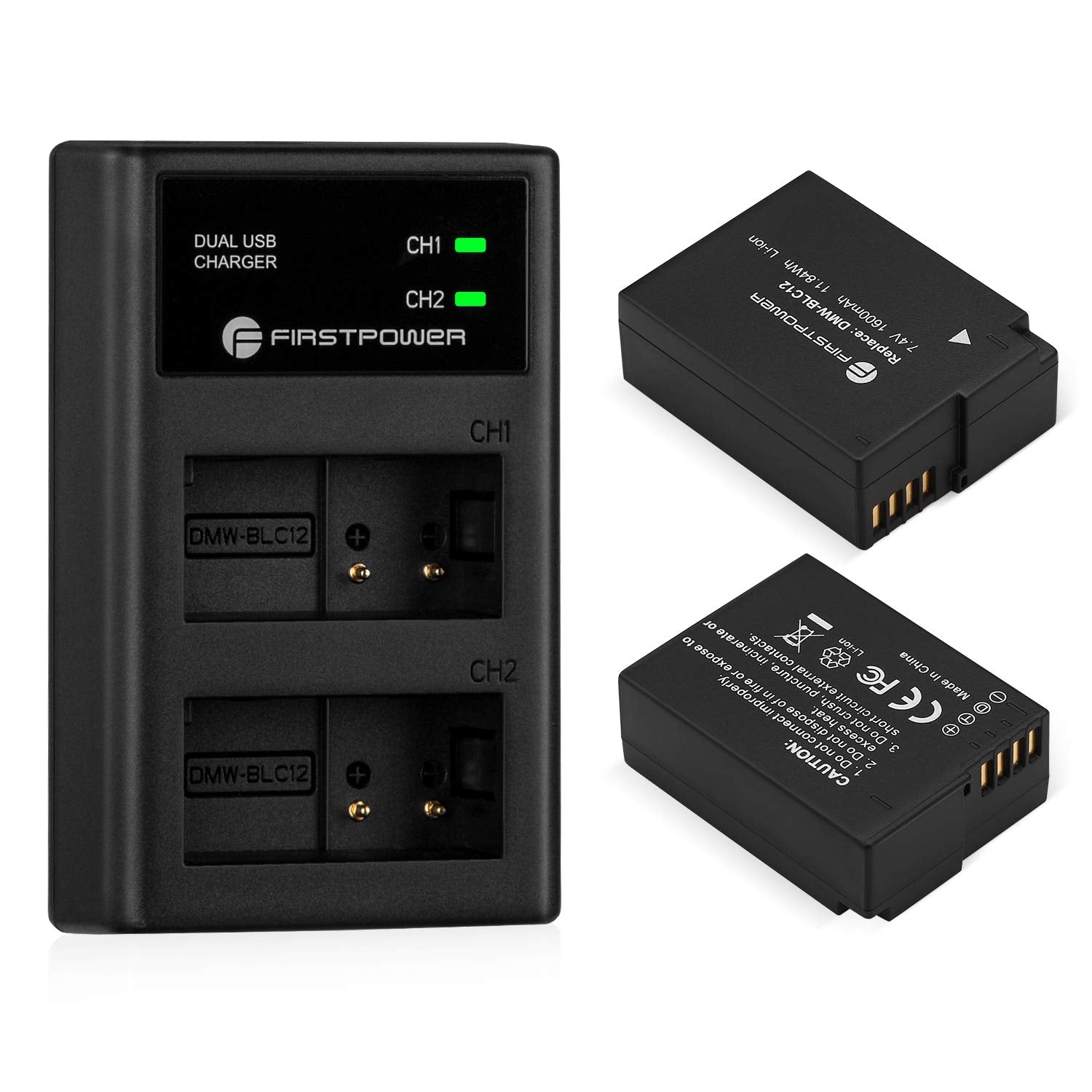 Firstpower Dmw Blc12 Battery And Dual Usb Charger For Panasonic Lumix Dmc G7, Dmc G85, Dmc G95, Dmc Fz1000, Dc Fz1000 Ii, Dmc Gh