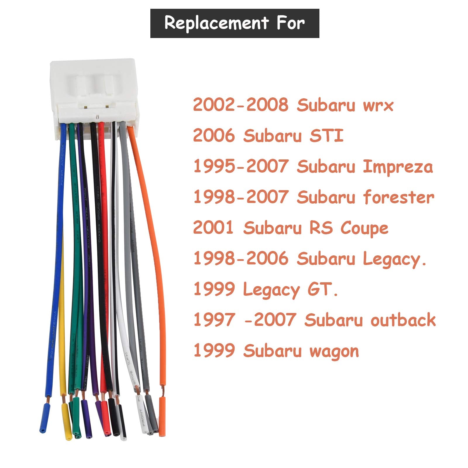 Red Wolf Radio Wire Harness Aftermarket Stereo Cd Player Install Adapter Connector Compatible With 1997 2008 Subaru Outback Wrx Impreza Forester Legacy