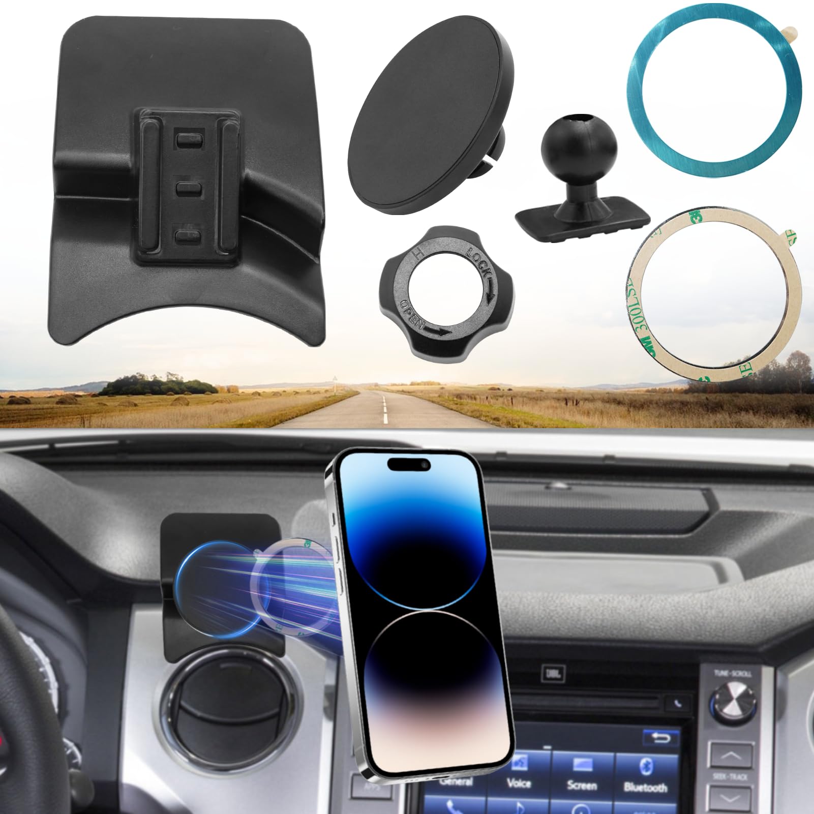 Apeser Compatible With Toyota Tundra Phone Holder 2017-2021 For Air Vent,2Nd Gen Tundra Phone Mount Magnetic Navigation Bracket 