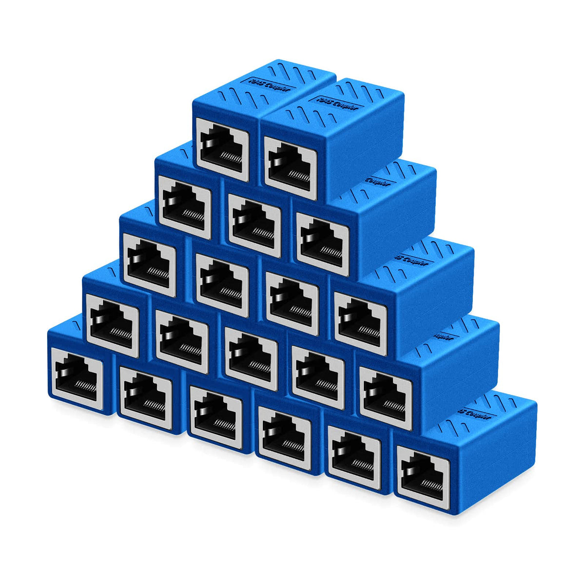 Zuzong Rj45 Coupler In Line Coupler For Cat8/Cat7/Cat6/Cat6A/Cat5E/Cat5 Ethernet Cable Extender Adapter Female To Female (20 Pcs Blue)