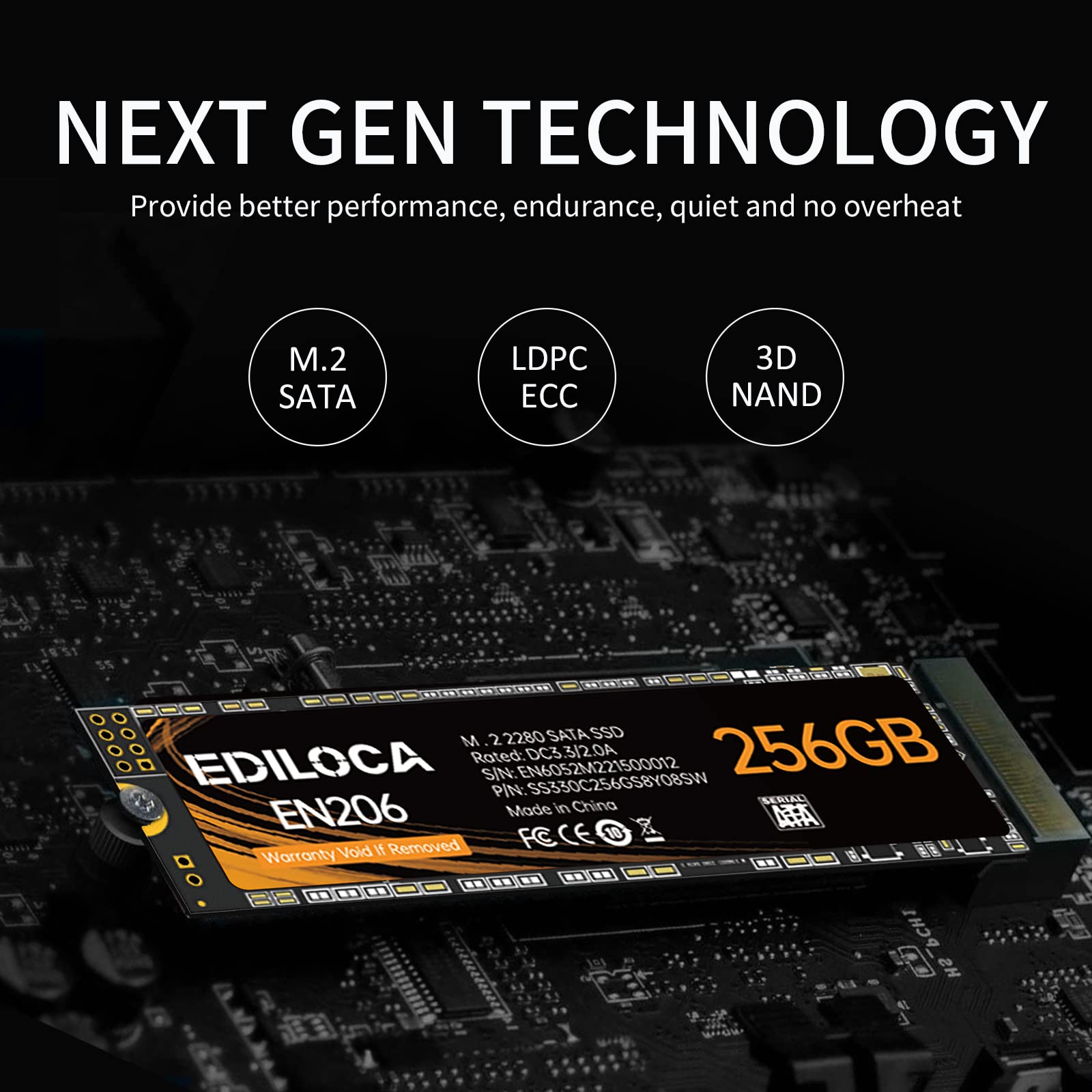 Ediloca En206 256Gb 3D Nand Tlc M.2 Ssd, M.2 2280 Sata Iii 6Gb/S Ssd Internal Hard Drive, Read/Write Speed Up To 550/460 Mb/S, C