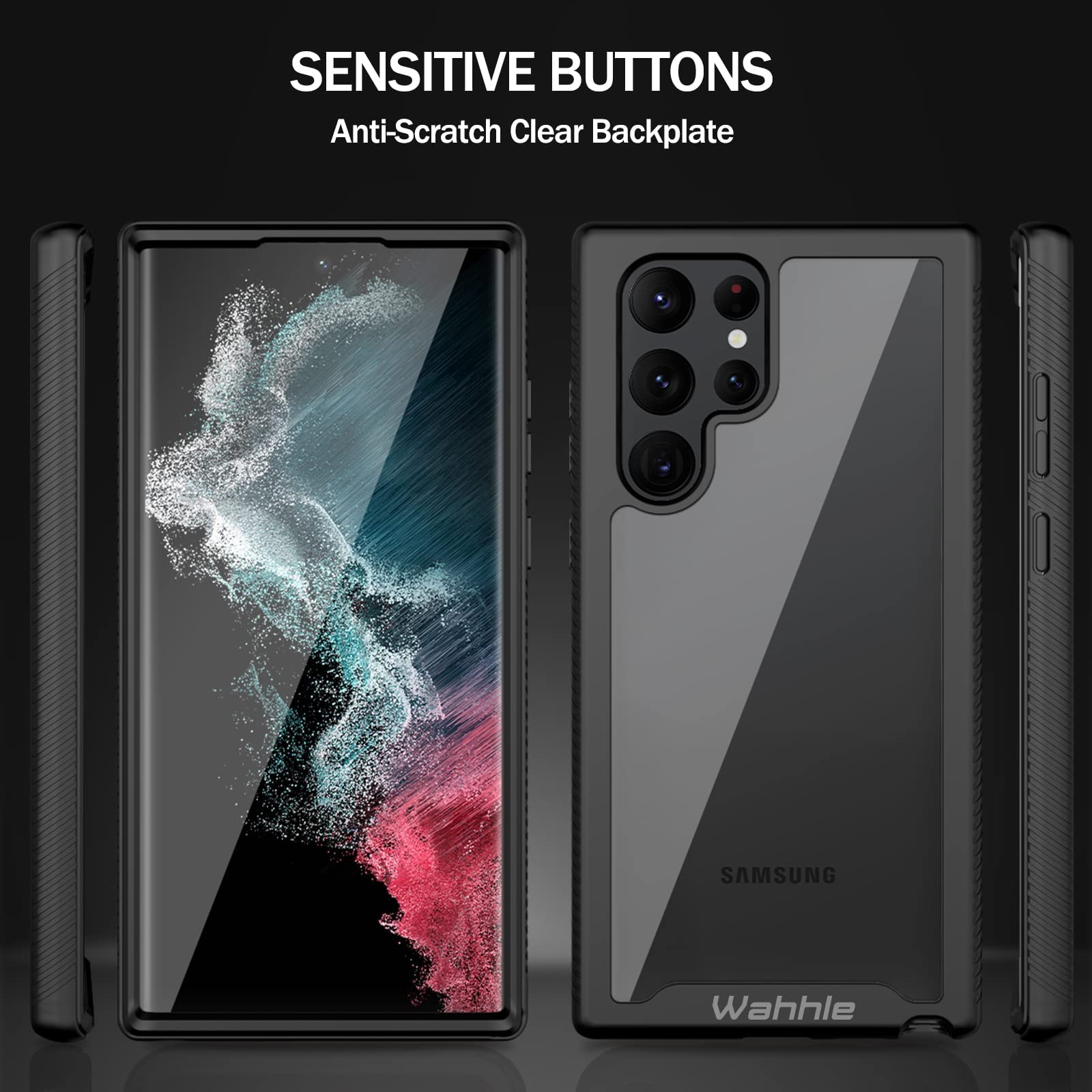 Wahhle Compatible With Samsung Galaxy S22 Ultra Case, Built In Screen Protector Full Body Shockproof Slim Fit Bumper Protective