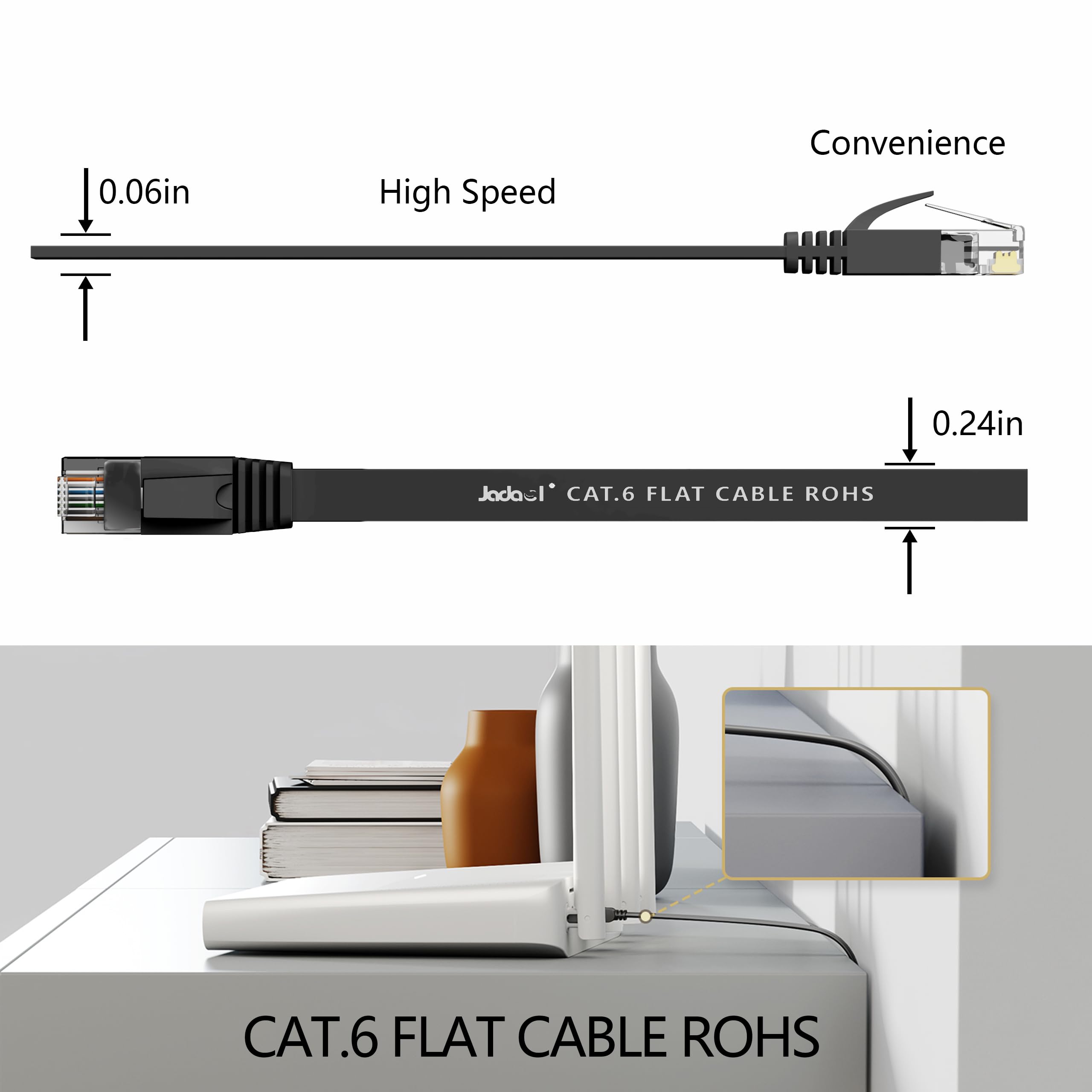 Cat 6 Ethernet Cable 3Ft 6Pack, Outdoor&Indoor, 10Gbps Support Cat 8 Cat 7 Network, Heavy Duty Internet Lan Patch Cord, Solid Hi