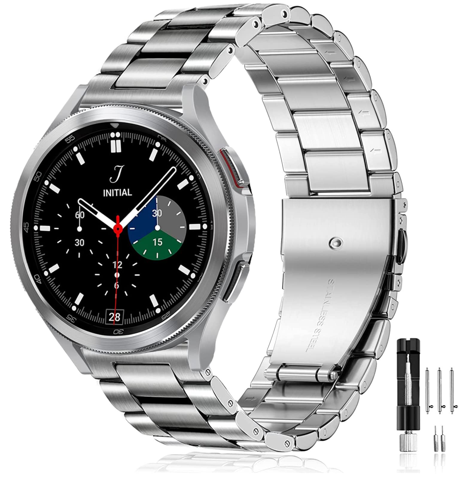 Olytop Galaxy Watch 4/6 Classic 47/46/43/42Mm & Watch 4/5/6 Bands 44Mm 40Mm, Galaxy Watch 5 Bands Pro 45Mm, 20Mm Metal Stainless