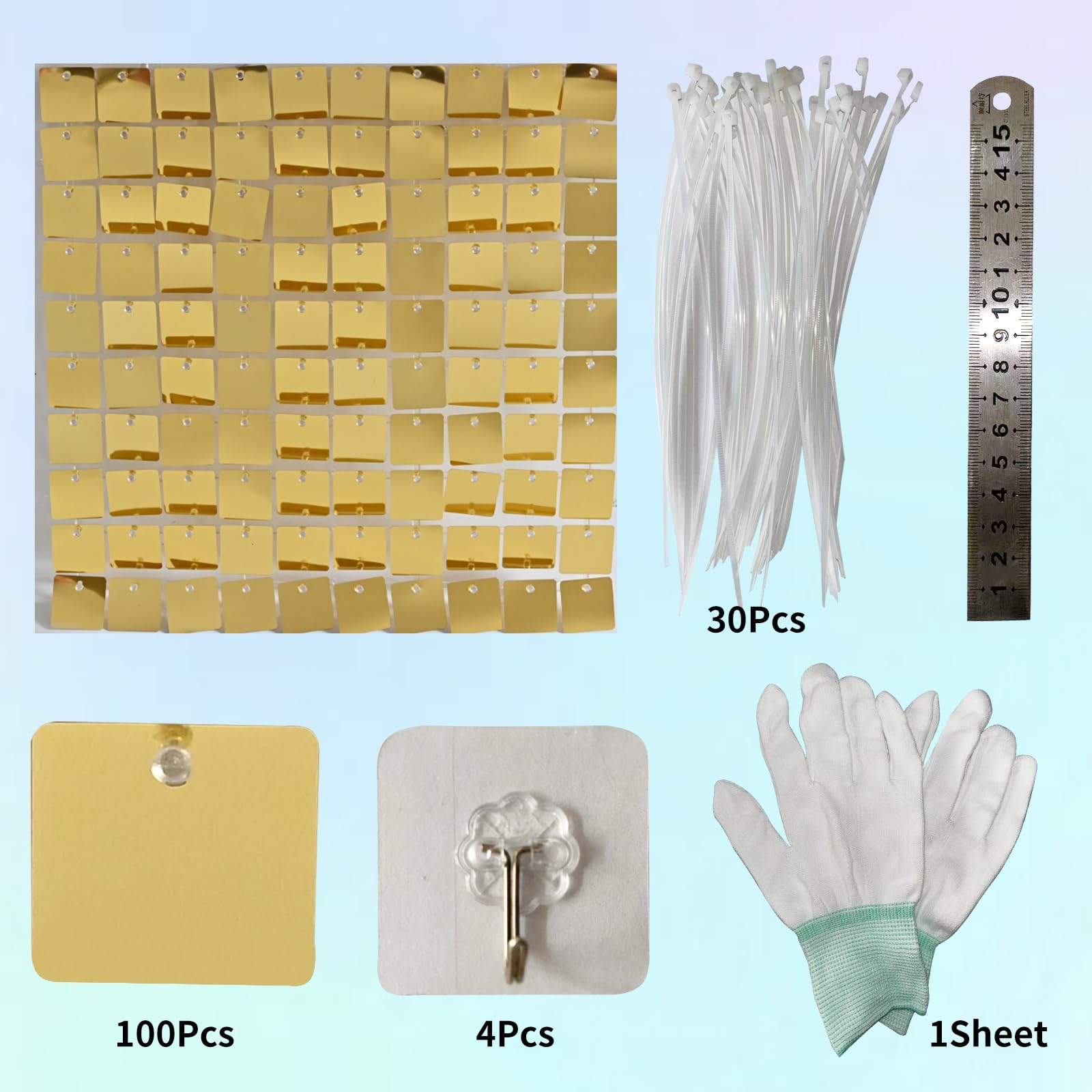 Gold Shimmer Wall Backdrop  24Pcs Square Sequin Panels For Party Wedding Birthday Disco Backdrop Decorations Or Photo Background