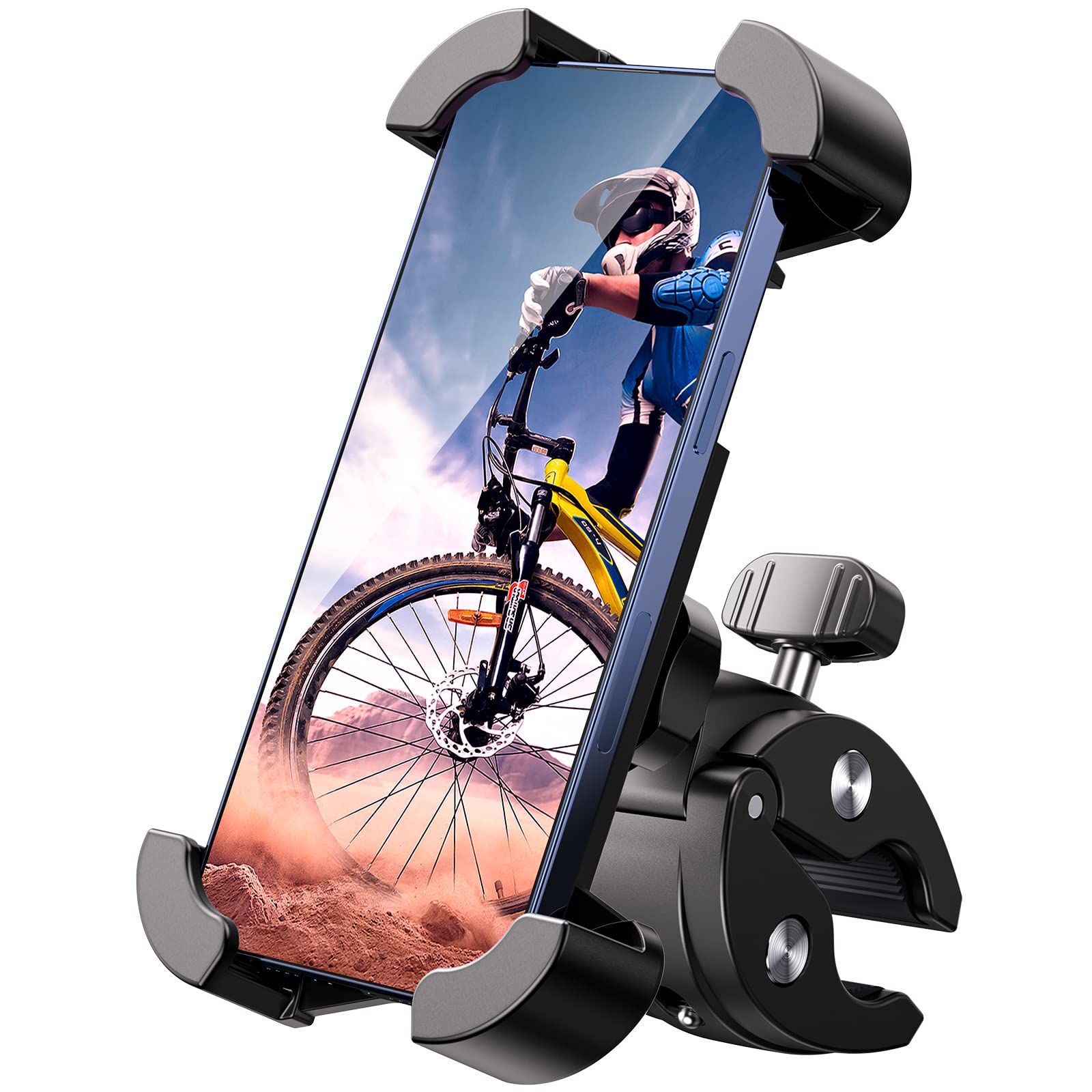 Uniwit Universal Bike Phone Mount,Motorcycle Phone Holder Sturdy And Secure,One Hand Operation,360Rotation,Security Lock,Compati
