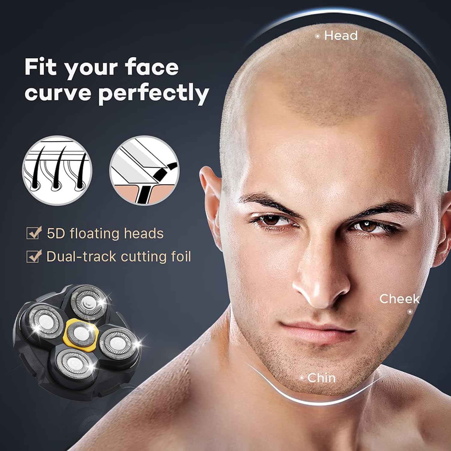 Shaver Replacement Heads Compatible With Microtouch Titanium Head Shaver, For Bald Men 3 Pack