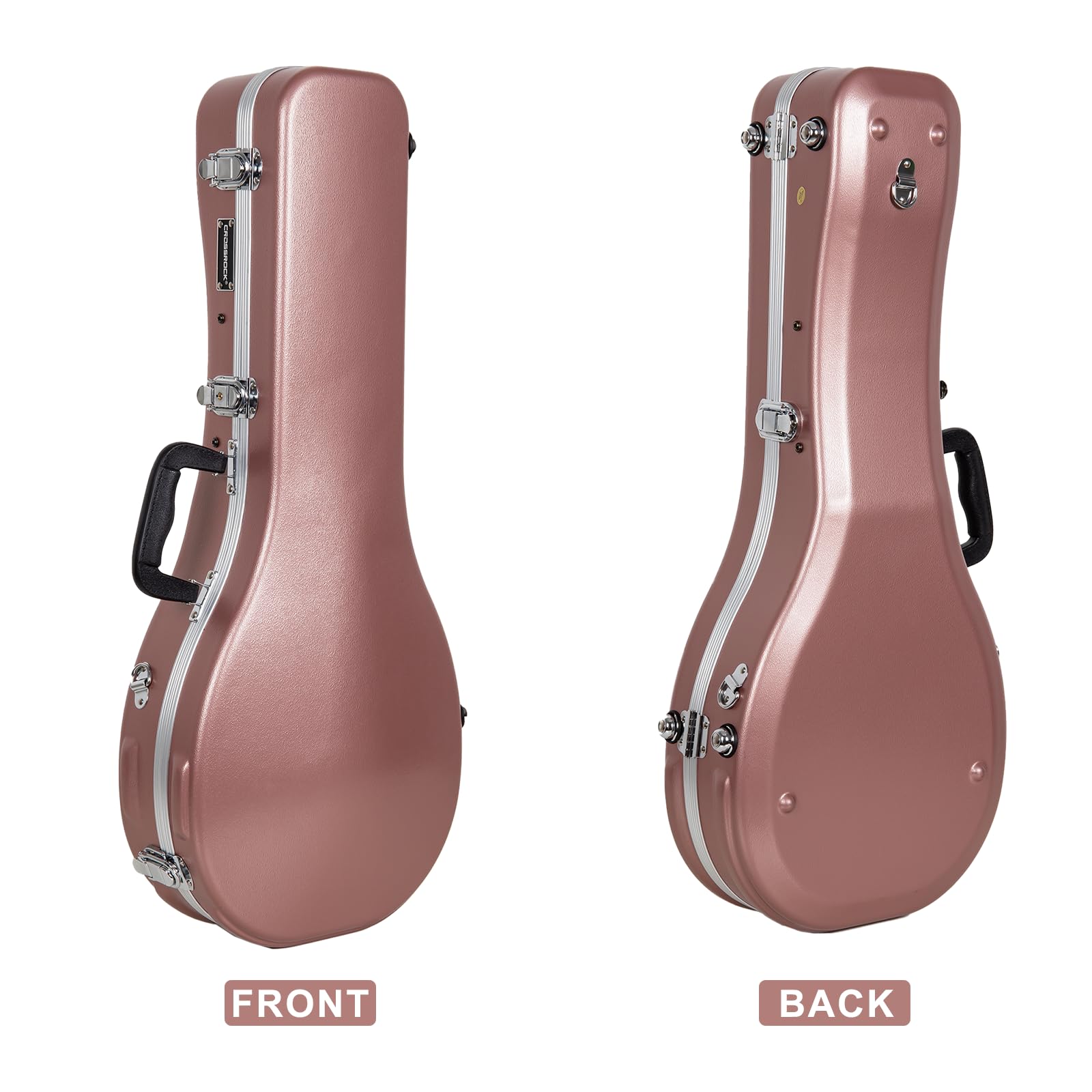 Crossrock A-Style Mandolin Case | Abs Molded Hardshell With Security Lock, Metal Feet, And Detachable Straps-Rose Gold (Cra862Ma