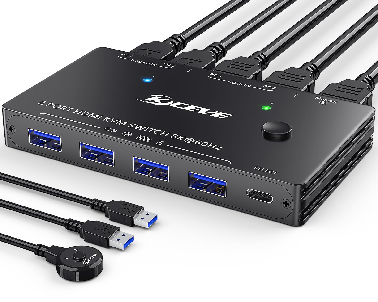 8K Usb 3.0 Kvm Switch Hdmi 2 Port 8K@60Hz 4K@120Hz,Camgeet Hdmi 2.1 Kvm Switch For 2 Computers Share 1 Monitor And 4 Usb 3.0 Dev