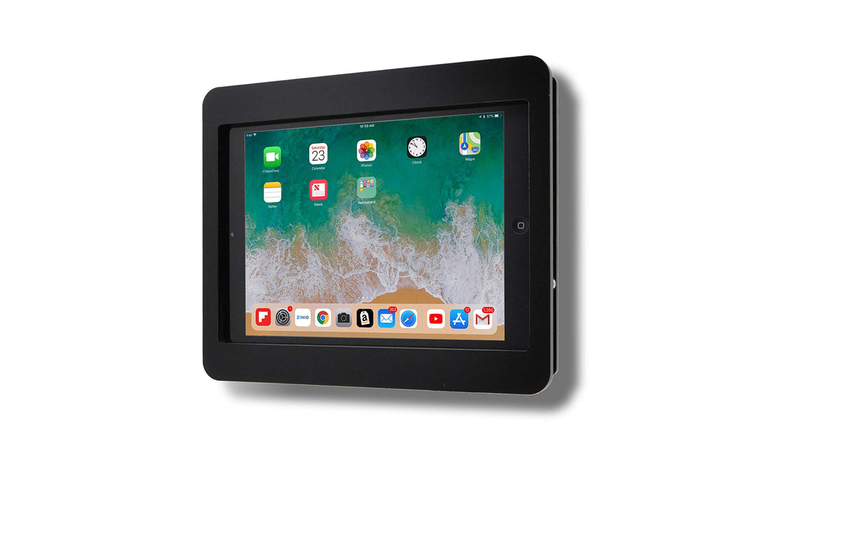 Tabcare Anti Theft Acrylic Vesa Enclosure For Apple Ipad 5/6 9.7' With Free Wall Mount Kit & 90 Degree Angle Charge Cable (Ipad 5/6 9.7', Black)