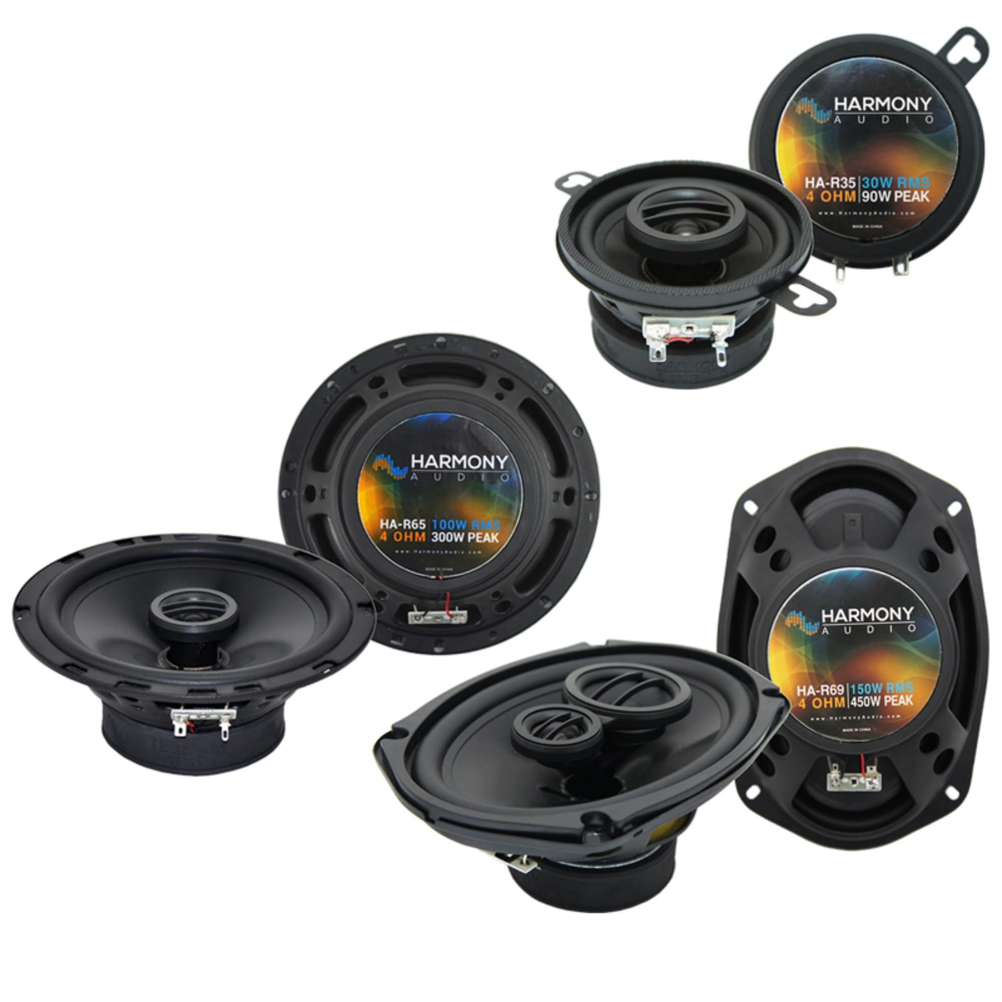Harmony Audio HA-R69 6x9 450W Compatible with 2005-2015 Toyota Tacoma Bundle with HA-R65 6.5 300W, and HA-R35 3.5 90W Replacemen