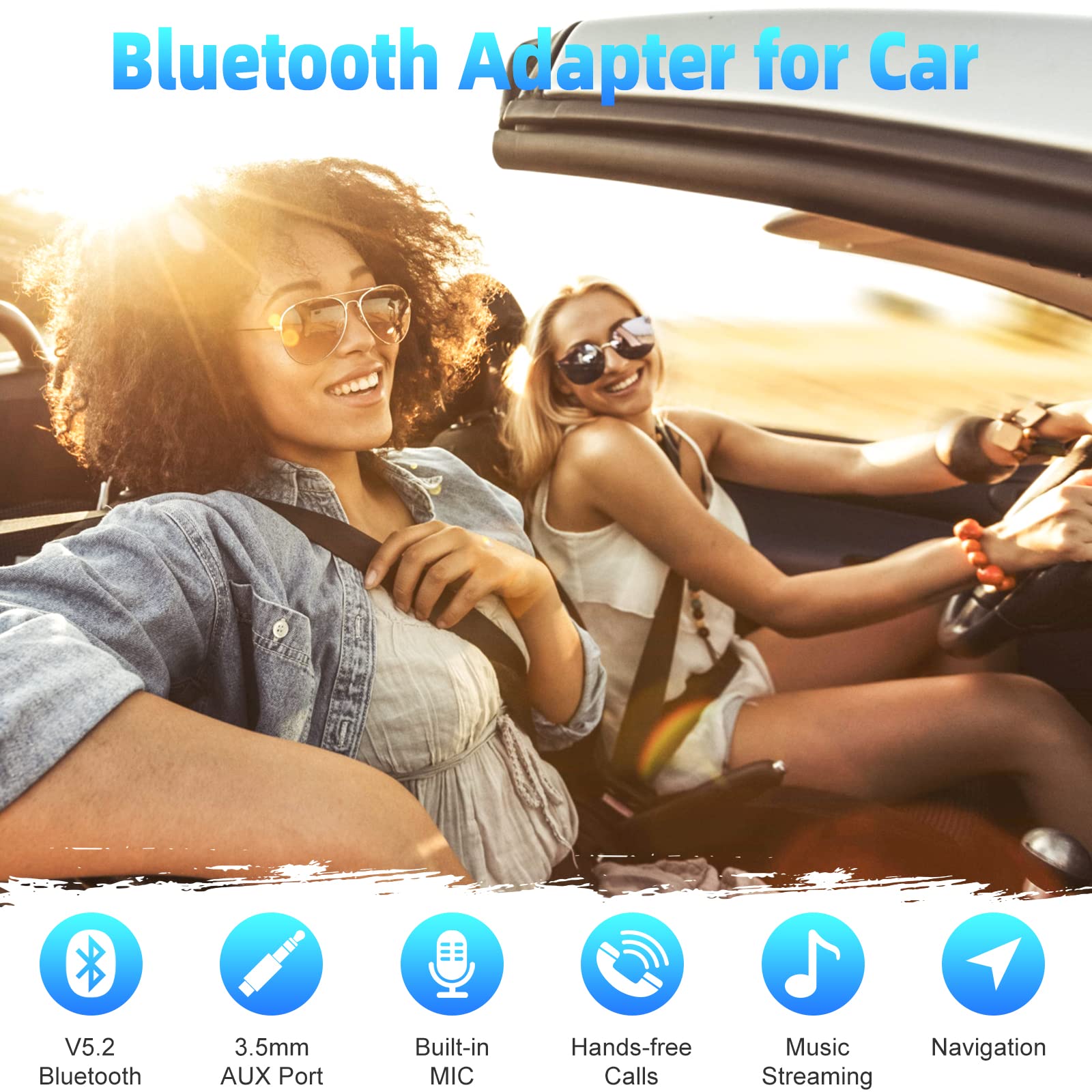 Bluetooth Car Kit Aux Receiver, Portable 3.5Mm Aux Bluetooth Car System For Car Radio Bluetooth 5.2 Wireless Audio Receiver For