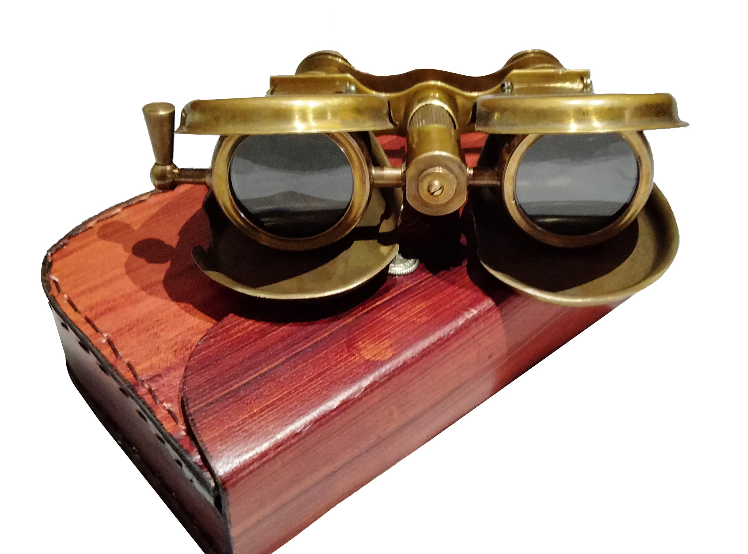 Sifaat World Victorian Marine Solid Brass Antique Binoculars London 1915 With Leather Case, High Powered Brass Binocular For Hun