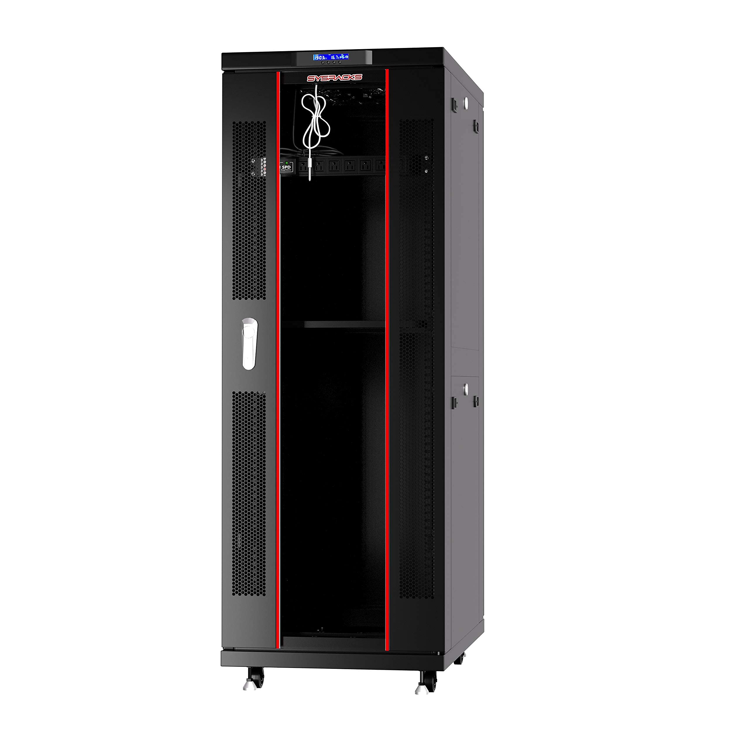 Sysracks Server Rack Network Cabinet Locking Deep Server Cabinet 32 Inch Depth Floor Network Rack On Wheels� Portable Computer Cabinet (32U (24' W X32 D X67))