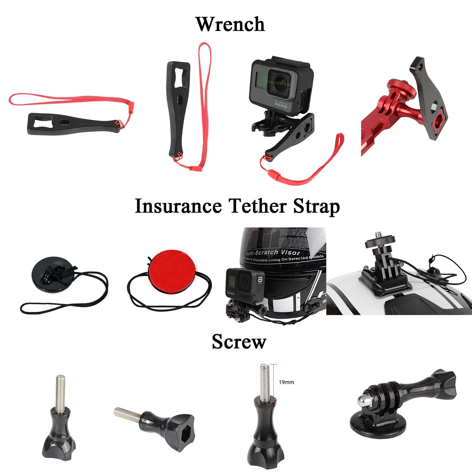 Universal Action Camera Accessory Kit For Gopro Hero 13 12 11 10 9 8 7 6 5 Blcak Go Pro Max Insta360 X4/X3/One R Dji Osmo Action 3 4 Akaso Apeman Sports Cam, Helmet Base Adhesive Tripod Adapter Mount