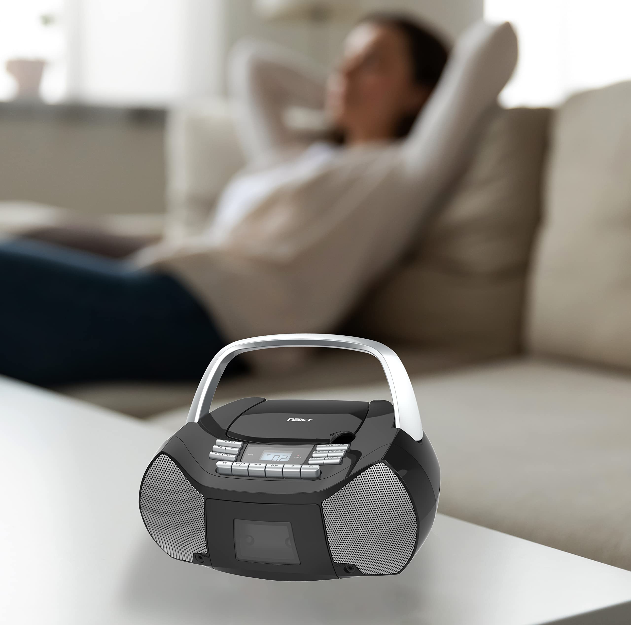 Naxa Electronics Npb 268 Portable Cd/Cassette Boombox (Silver/Black)