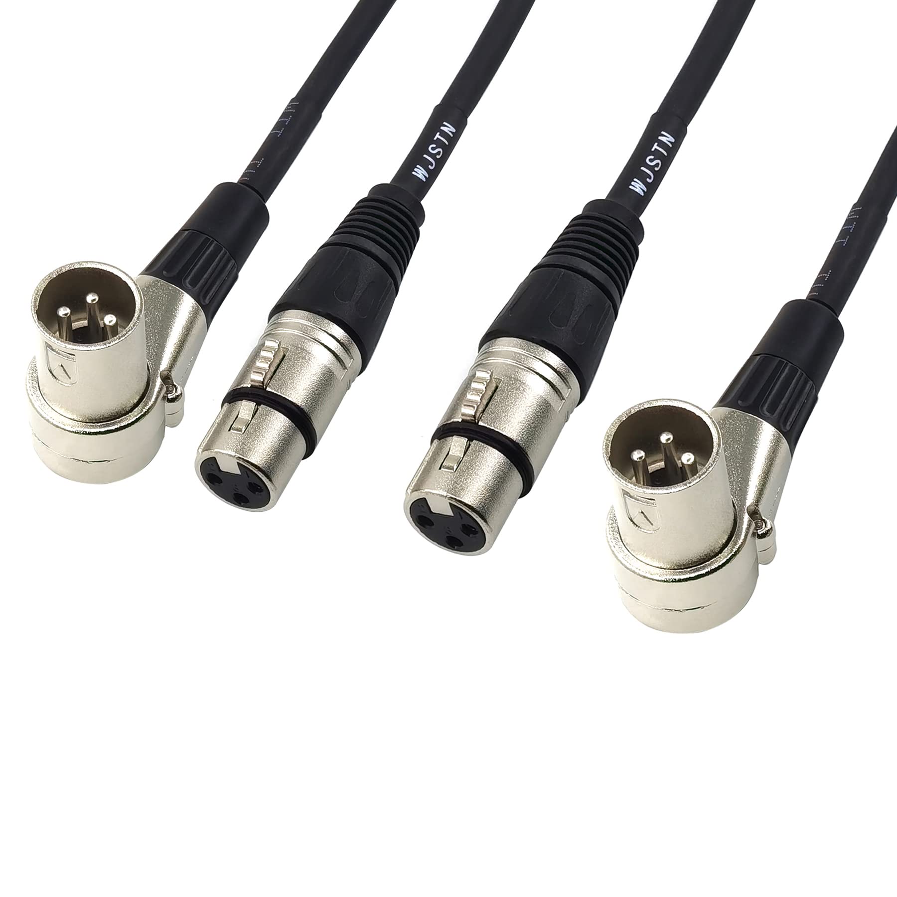 Wjstn 3 Pin Right Angle Male Xlr To Straight Female Xlr Plug Cable, Right Angle Xlr Adapter 2Ft/2 Pack