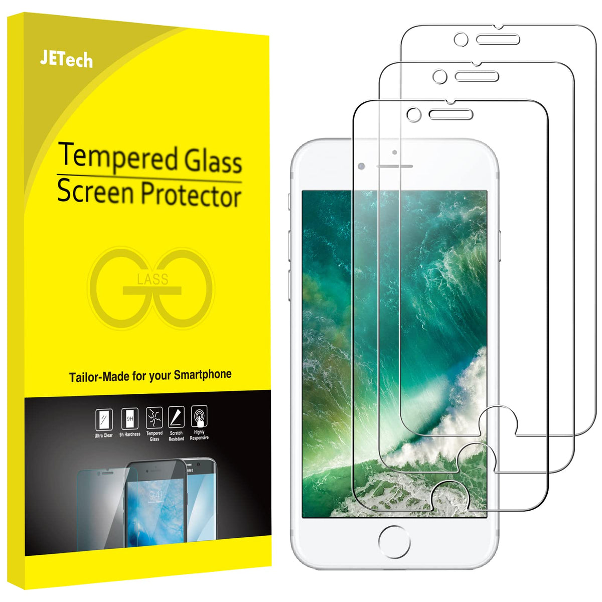 Jetech Screen Protector For Iphone 7/8, 4.7 Inch, Tempered Glass Film, 3 Pack